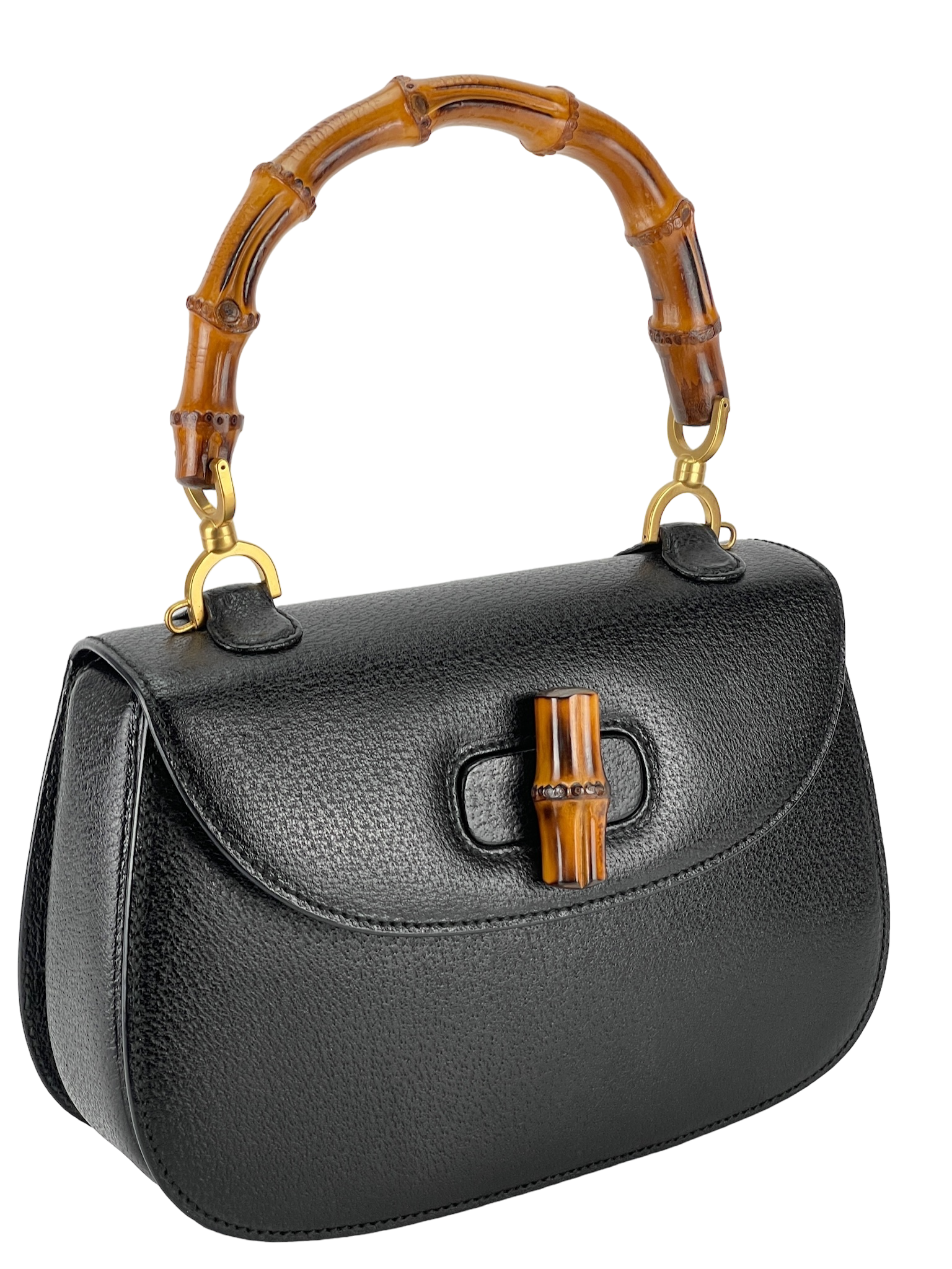 GUCCI - 2way Middle Leather Bamboo Handbag