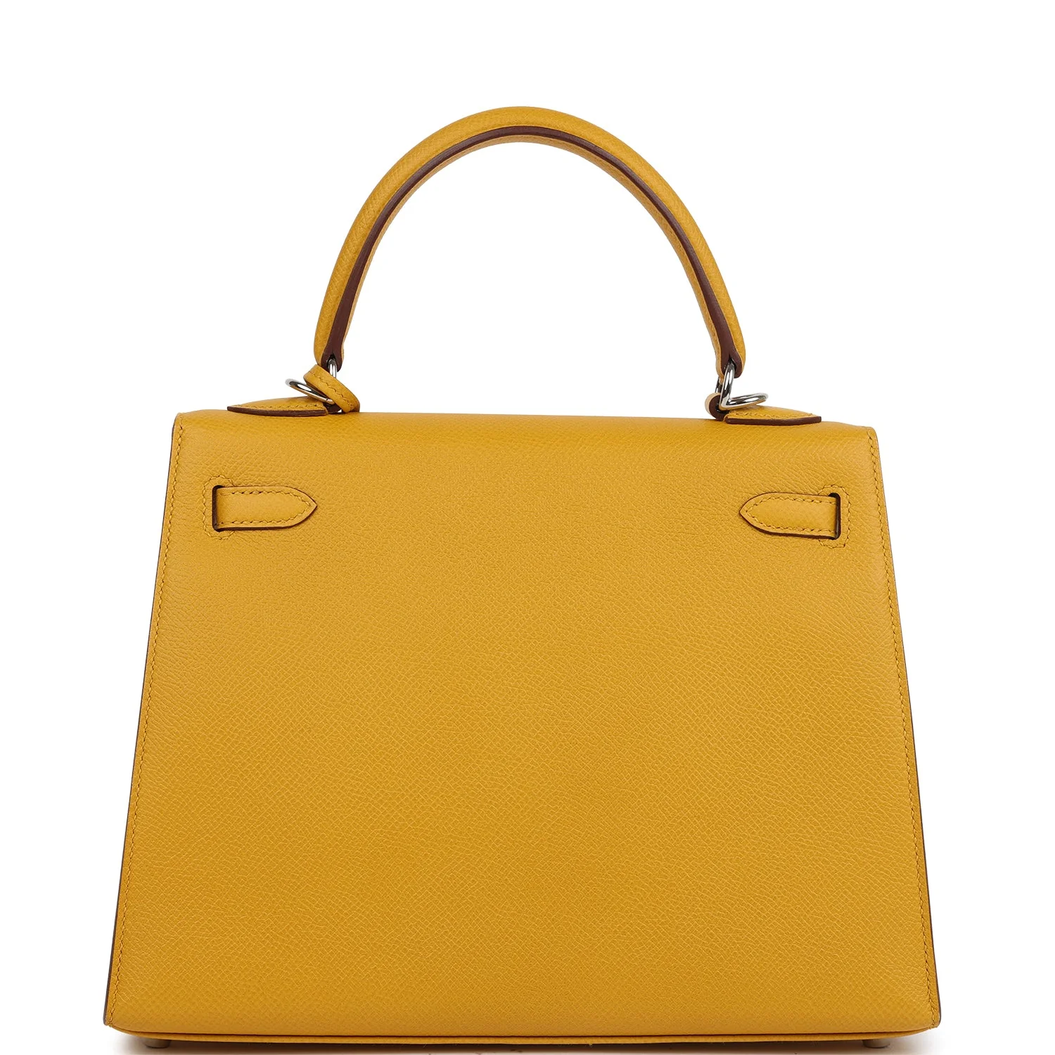 Pre-owned Hermes Kelly Sellier 25 Jaune Ambre Epsom Palladium Hardware
