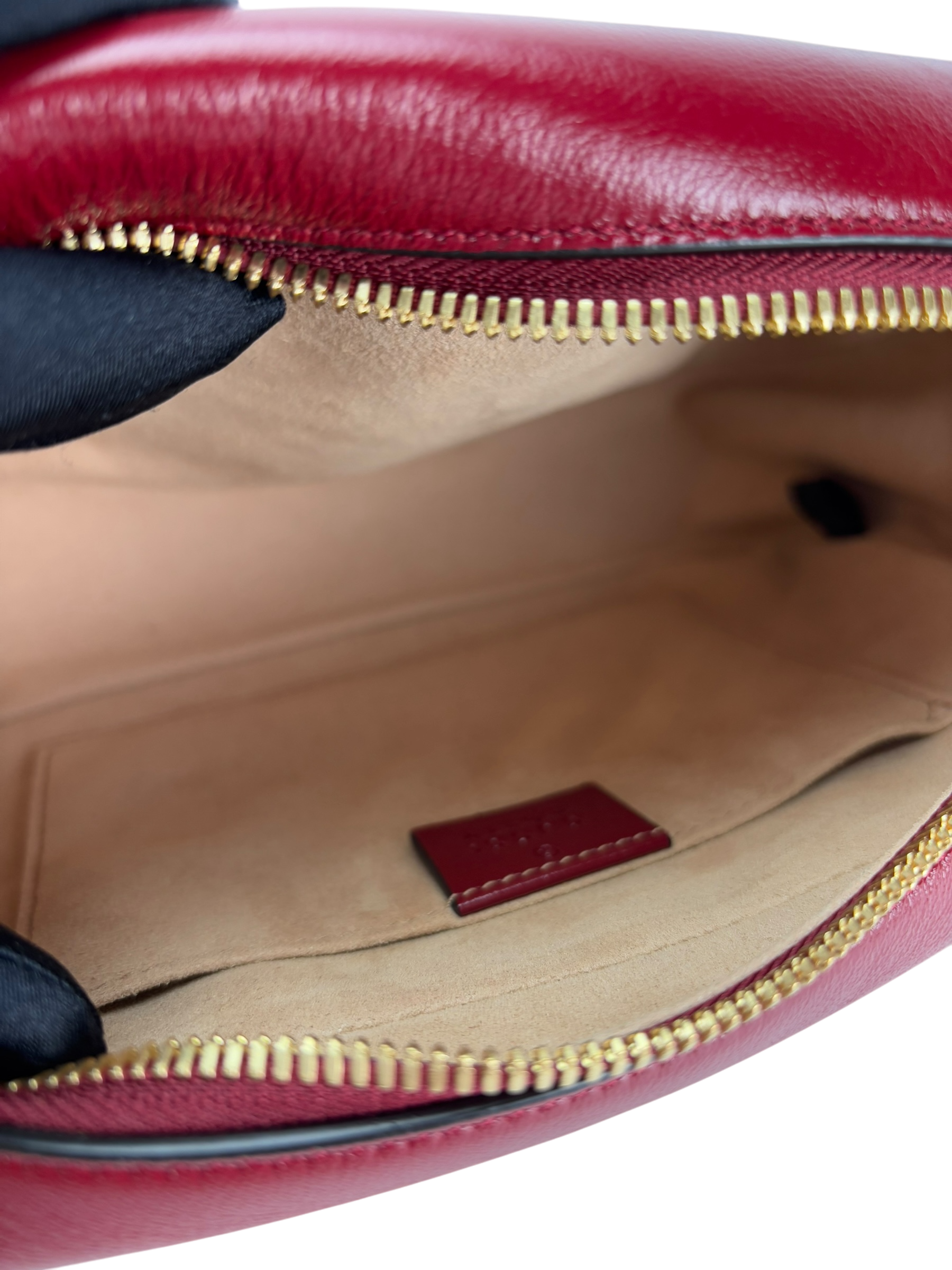 GUCCI - Brown Red GG Canvas Marmont Crossbody Bag