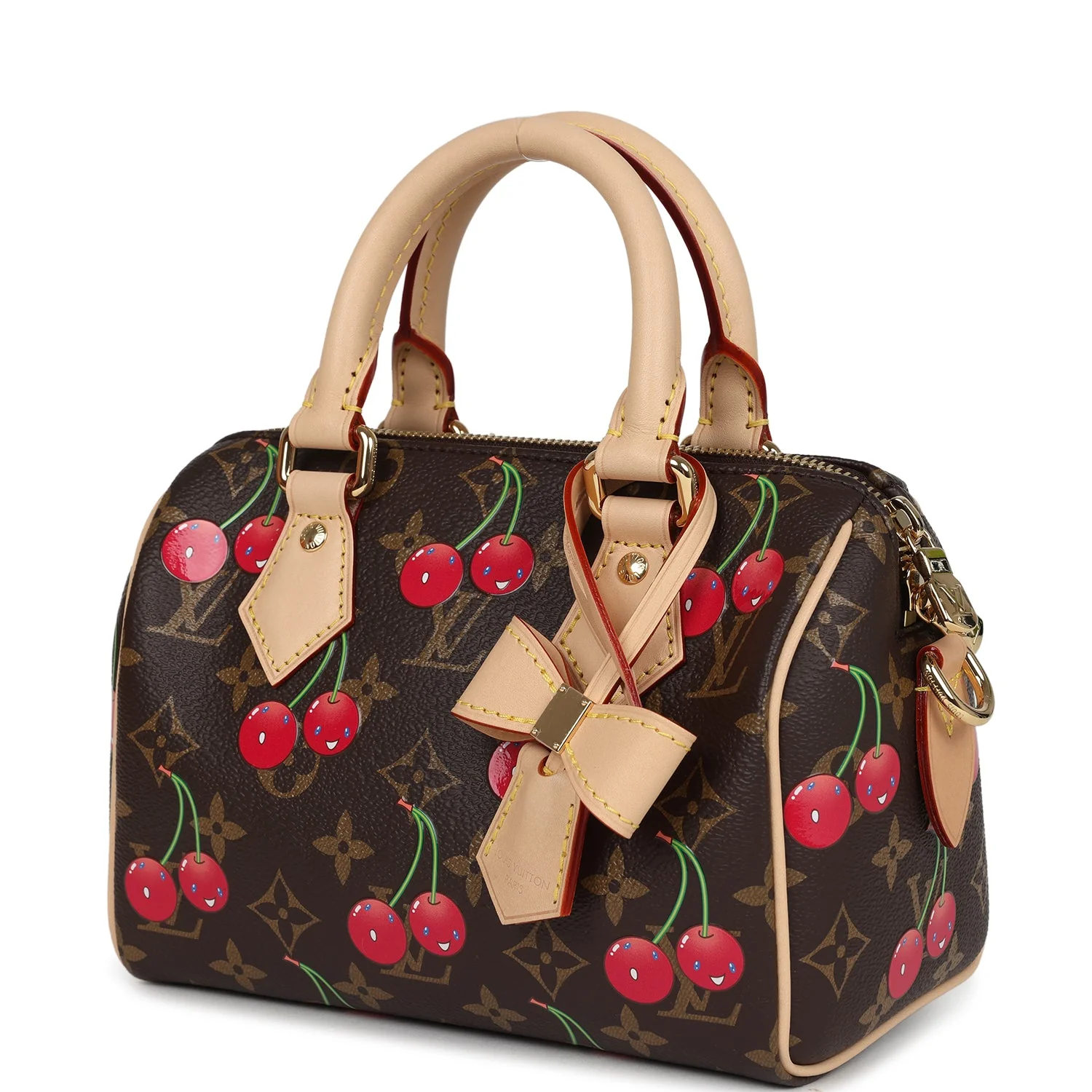 Louis Vuitton X Takashi Murakami Cerises Speedy Bandouliere 20 Bag Brown Cherry Monogram Gold Hardware