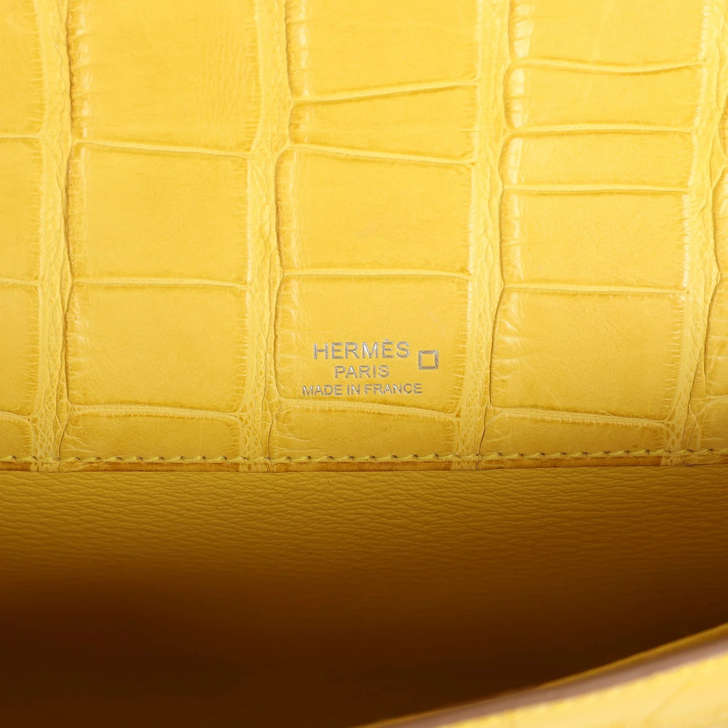 Hermes Kelly Cut Mimosa Matte Alligator Palladium Hardware