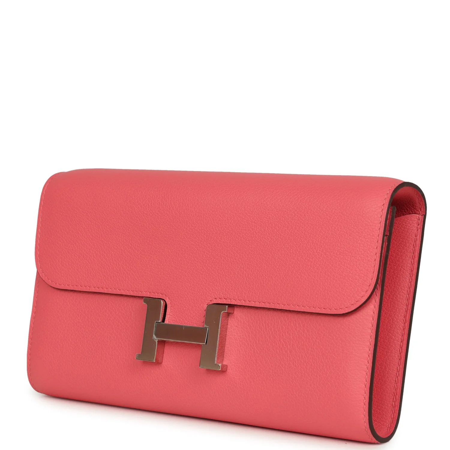 Hermes Constance Wallet To Go Rose Azalee Evercolor Palladium Hardware