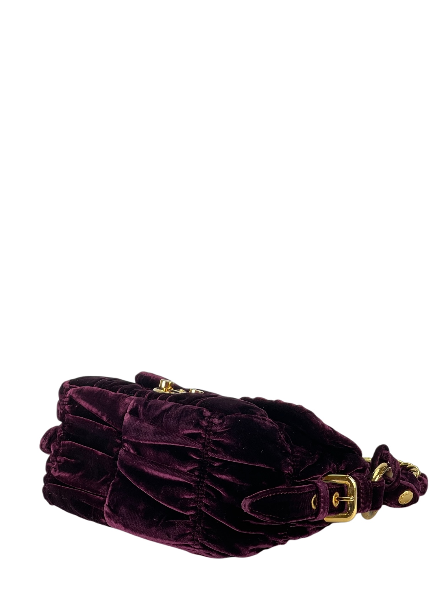 PRADA - Burgundy Velvet Chain Flap Bag