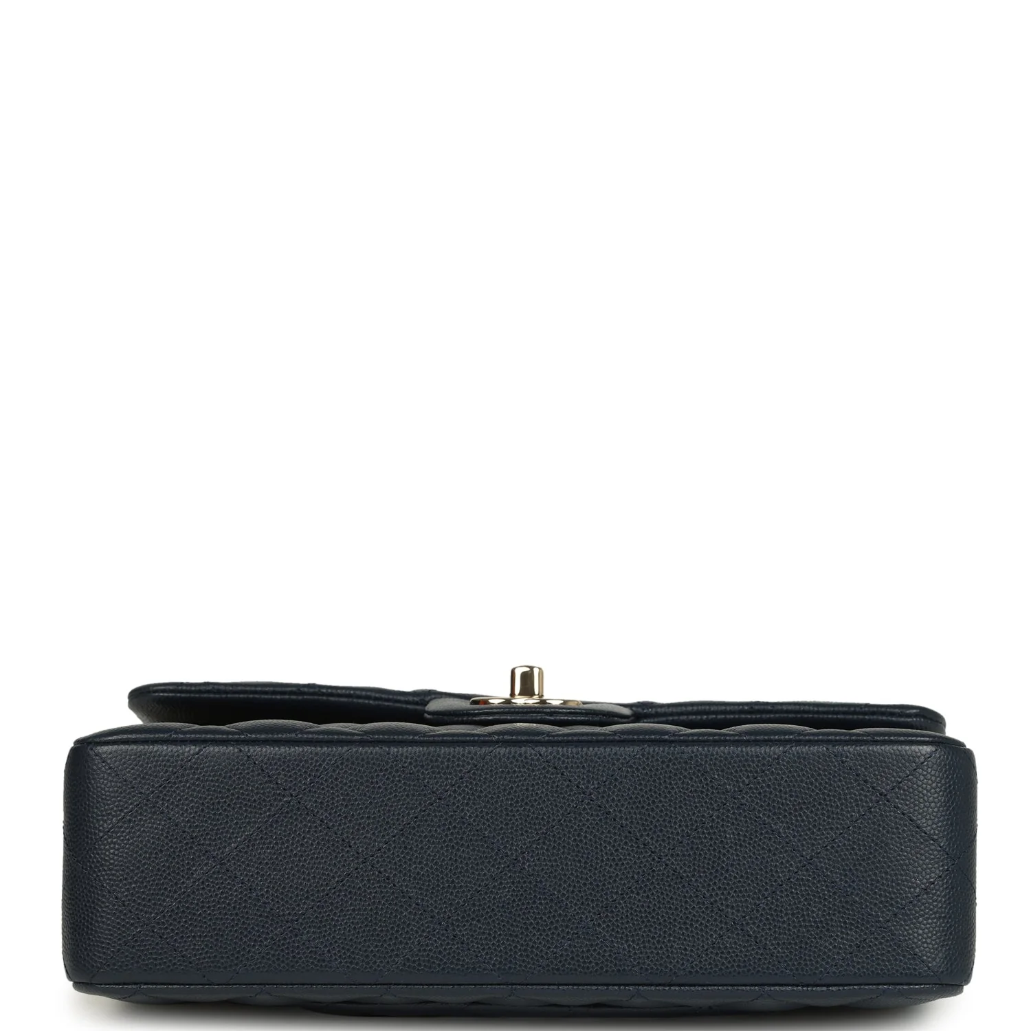 Pre-owned Chanel Small Classic Double Flap Bag Dark Blue Caviar Light Gold Hardware