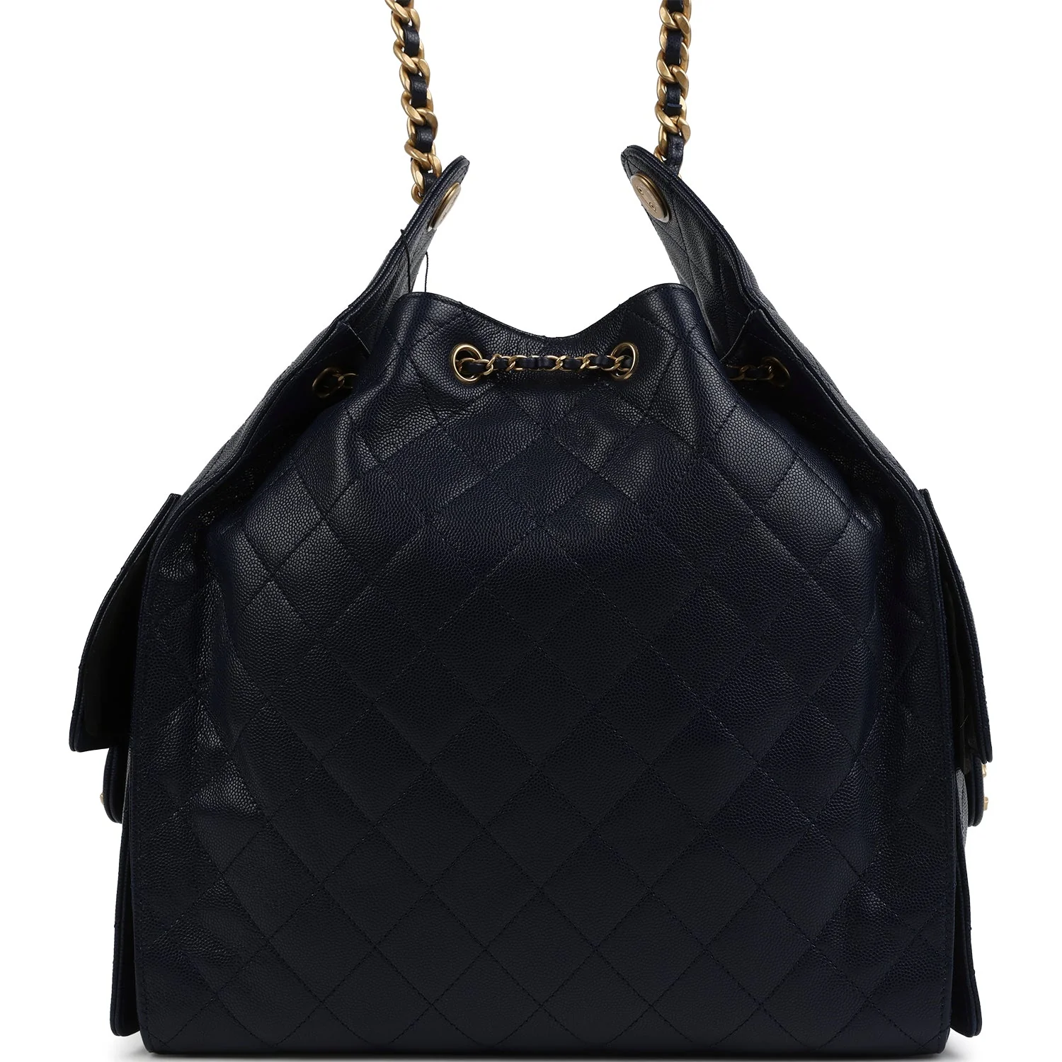 Chanel Medium 25 Hobo Bag Dark Navy Caviar Antique Gold Hardware