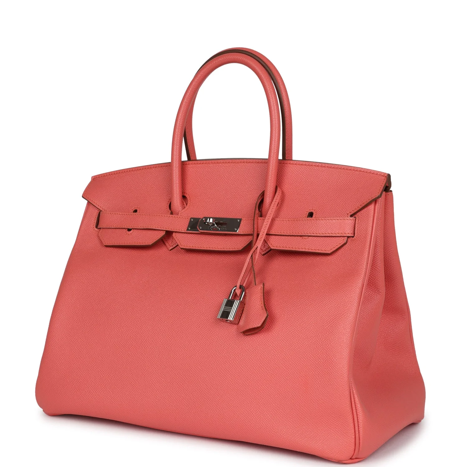 Pre-owned Hermes Birkin 35 Flamingo Epsom Palladium Hardware