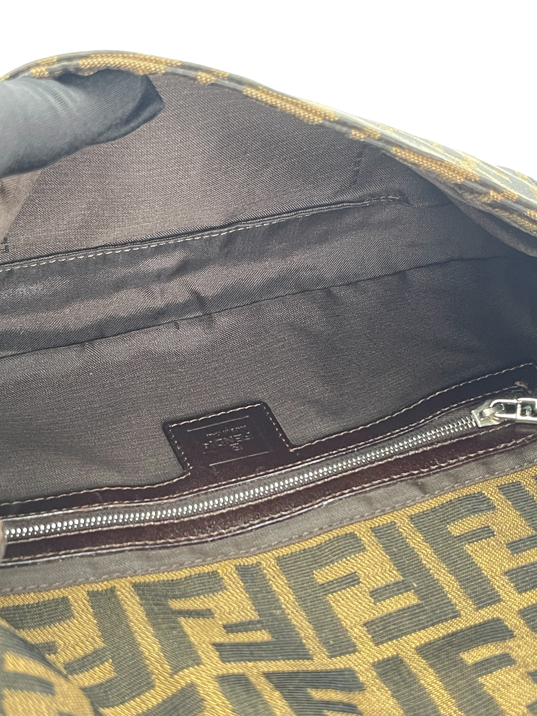 FENDI - Brown Zucca Baguette Handbag Silver Hardware