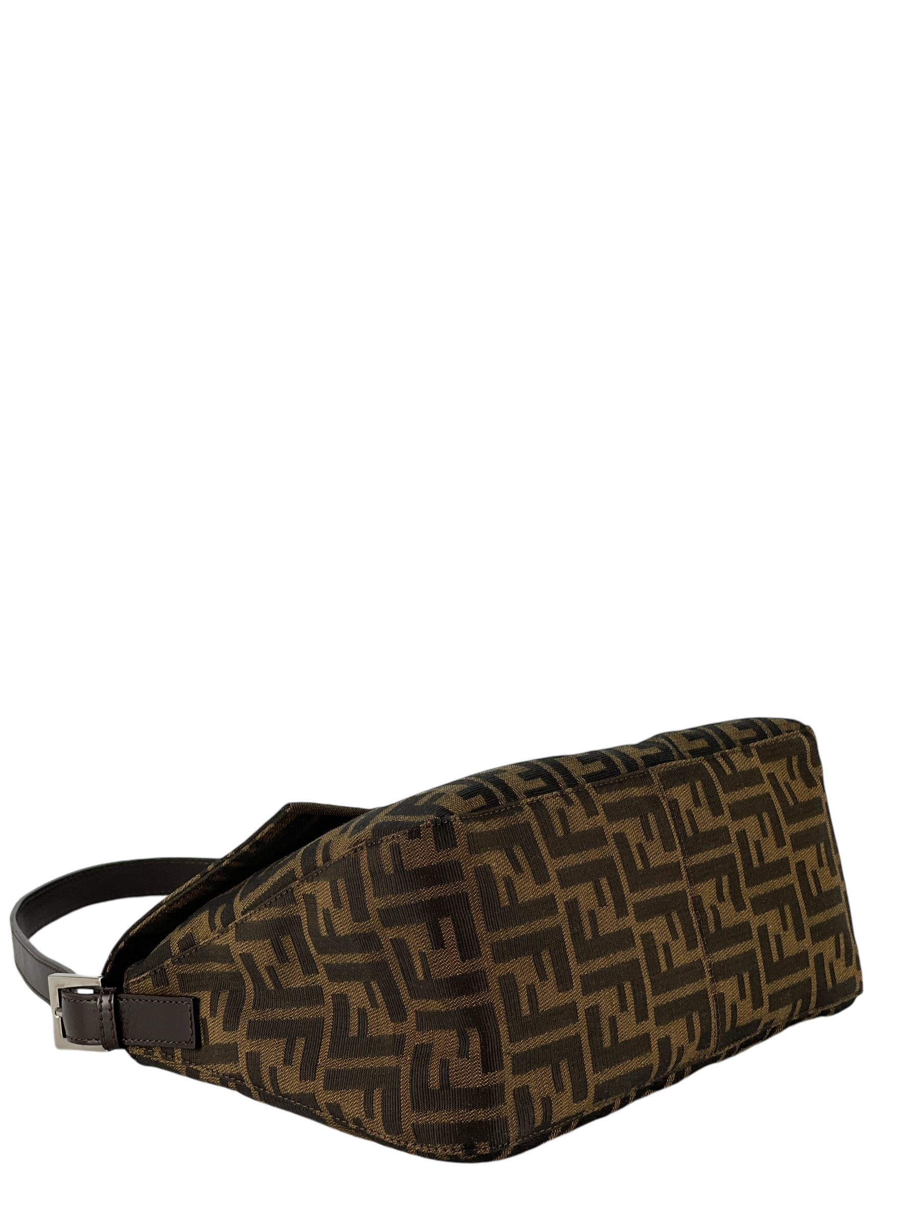 FENDI - Brown Zucca Mamma Baguette Handbag Silver Hardware