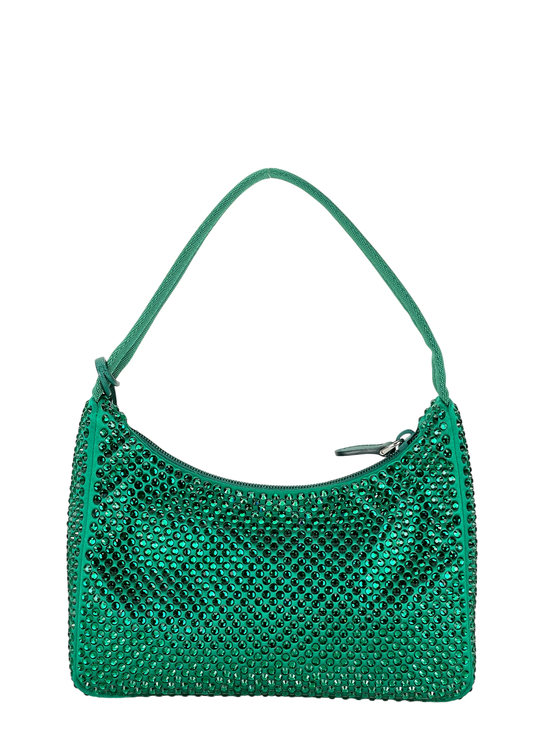 PRADA - Satin Crystal Mini Re-Edition 2000 Bag Mango