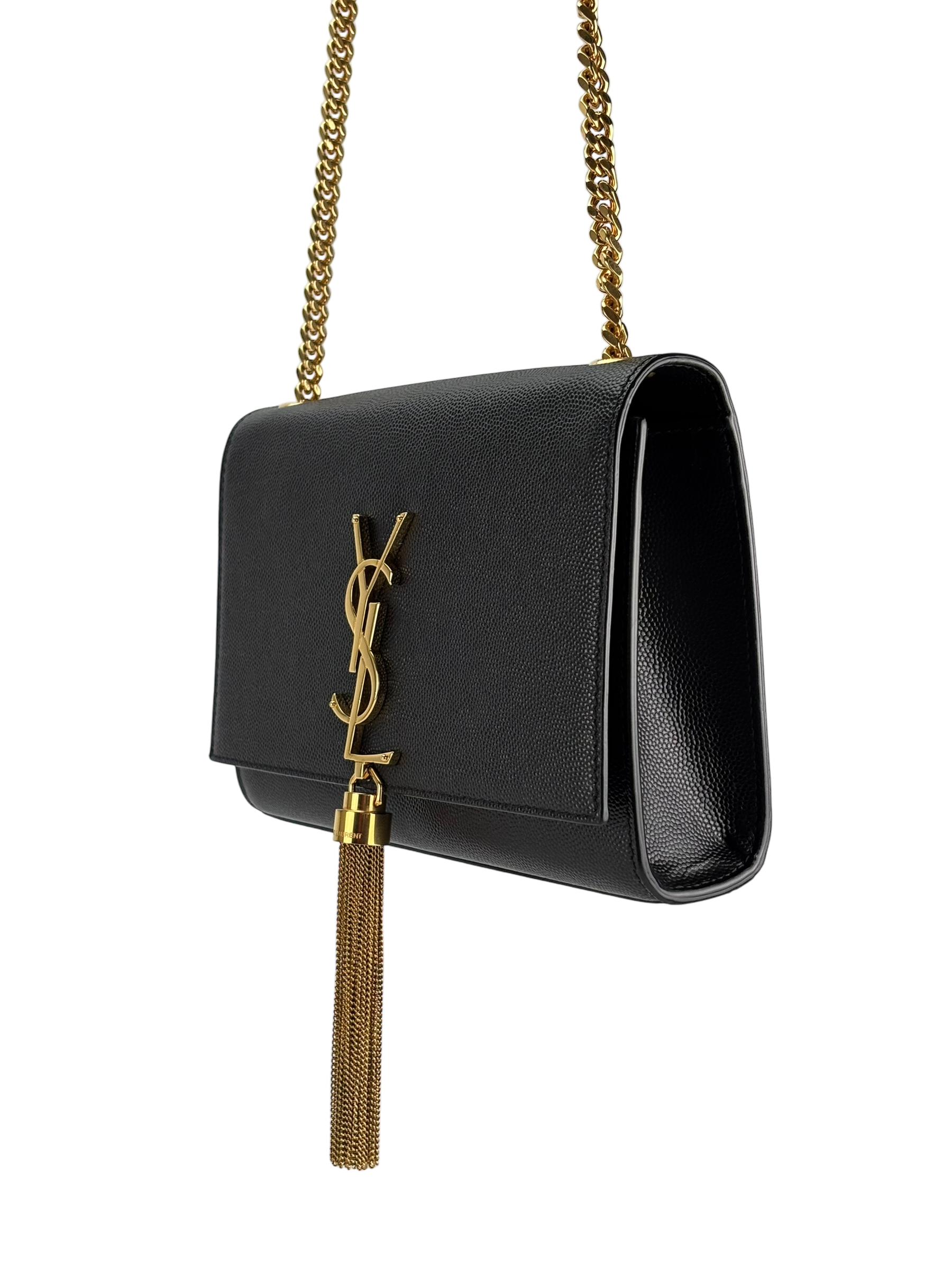 SAINT LAURENT - Black Caviar Classic Kate Tassel Chain Wallet Crossbody Bag