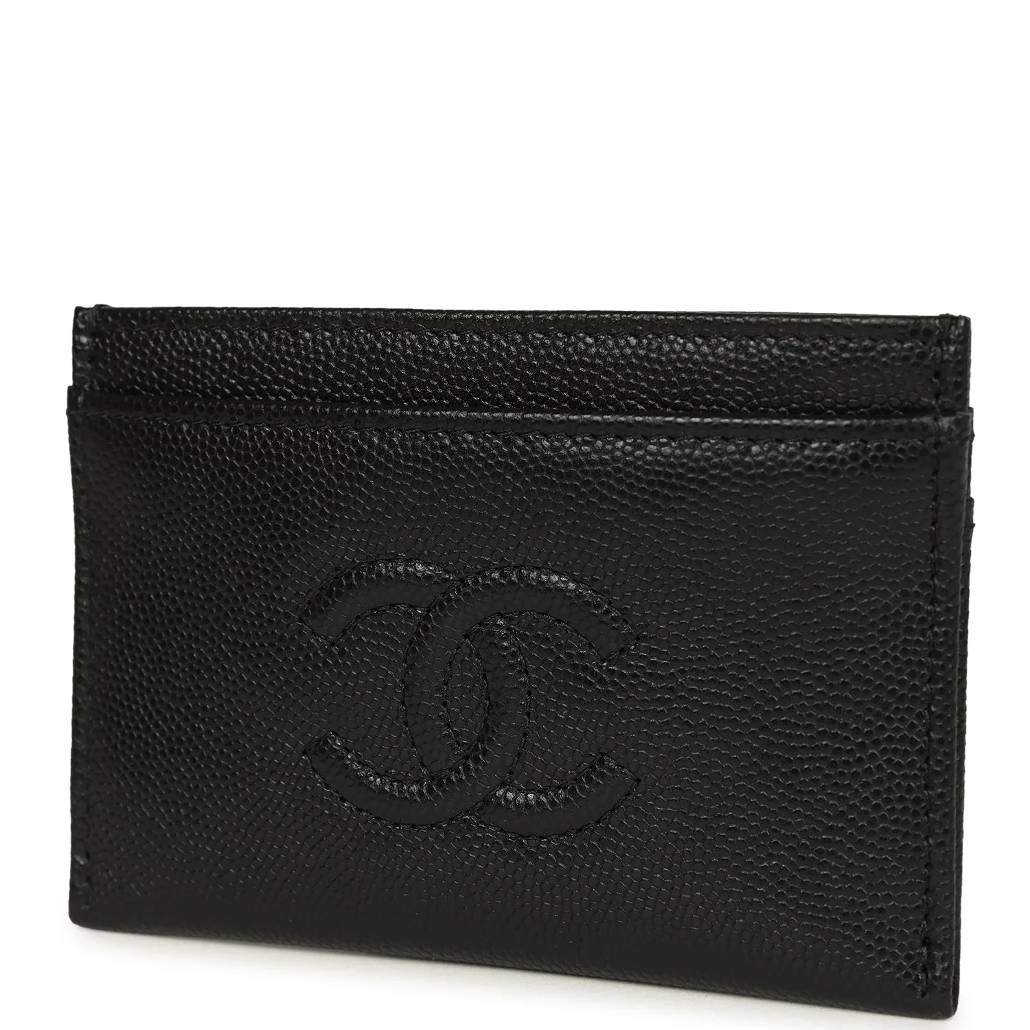 Chanel Classic CC Card Holder Wallet Black Shiny Caviar