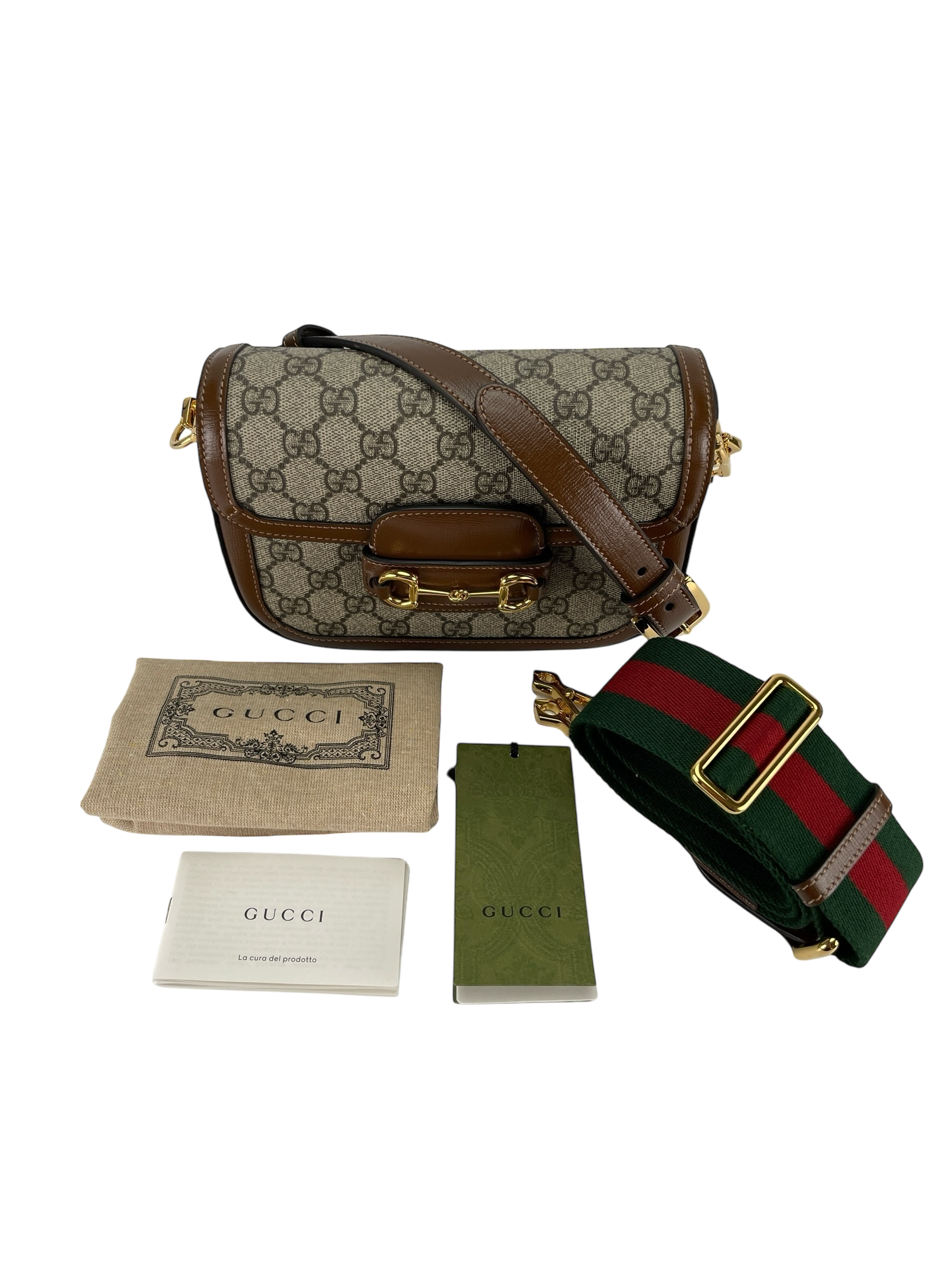 GUCCI - GG Supreme Fabric Leather Horsebit 1955 Bag