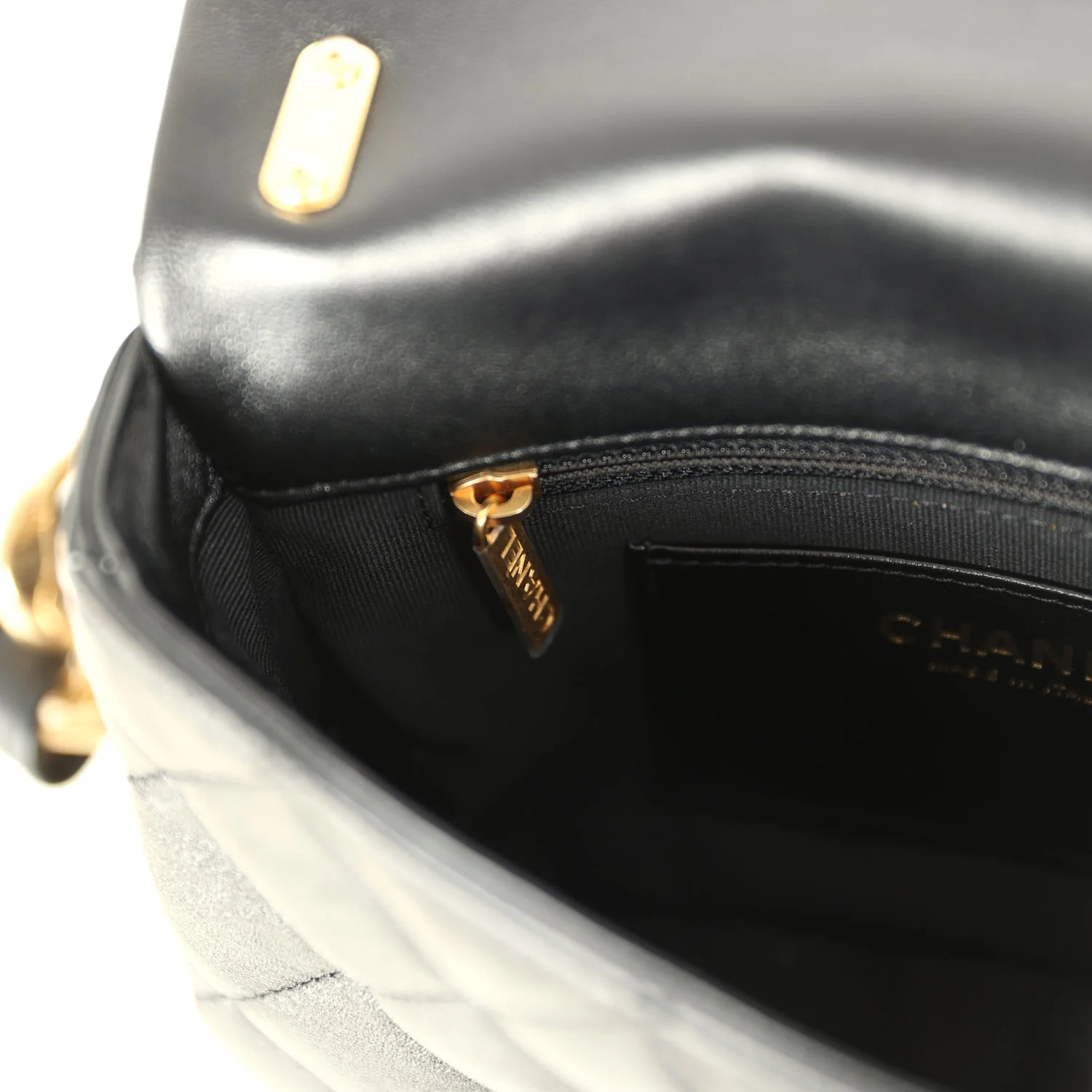 Chanel Small Funky Town Flap Bag Black Shiny Lambskin Aged Gold Hardware