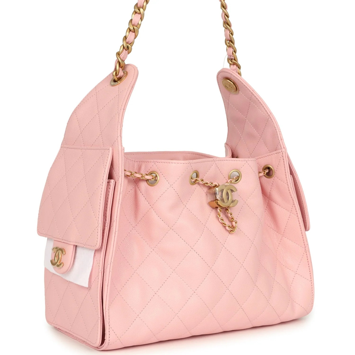 Chanel Small 25 Hobo Bag Light Pink Caviar Antique Gold Hardware