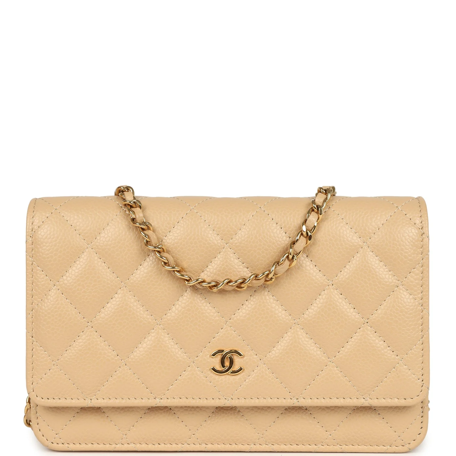 Chanel Wallet On Chain WOC Beige Caviar Gold Hardware