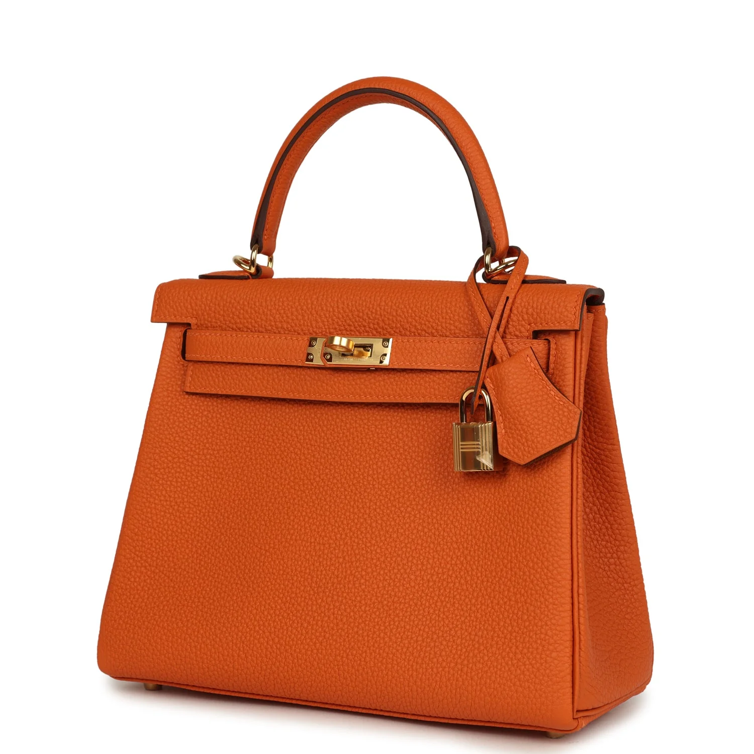 Hermes Special Order (HSS) Kelly Retourne 25 Orange Verso Togo Gold Hardware