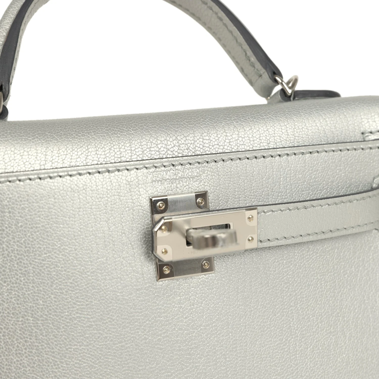 Hermes Kelly Sellier 20 Argent Chevre Chamkilight Palladium Hardware