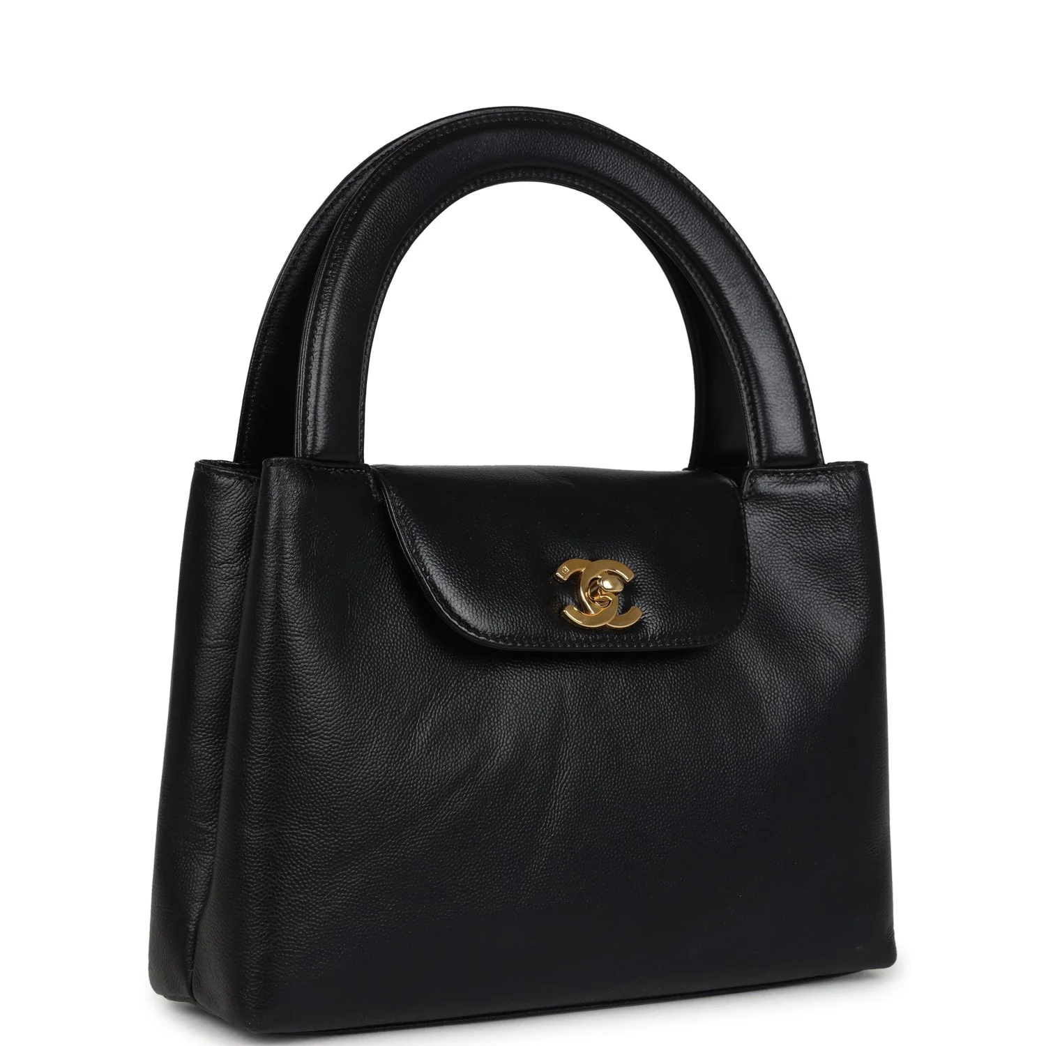 Vintage Chanel Large Kelly Black Caviar Gold Hardware