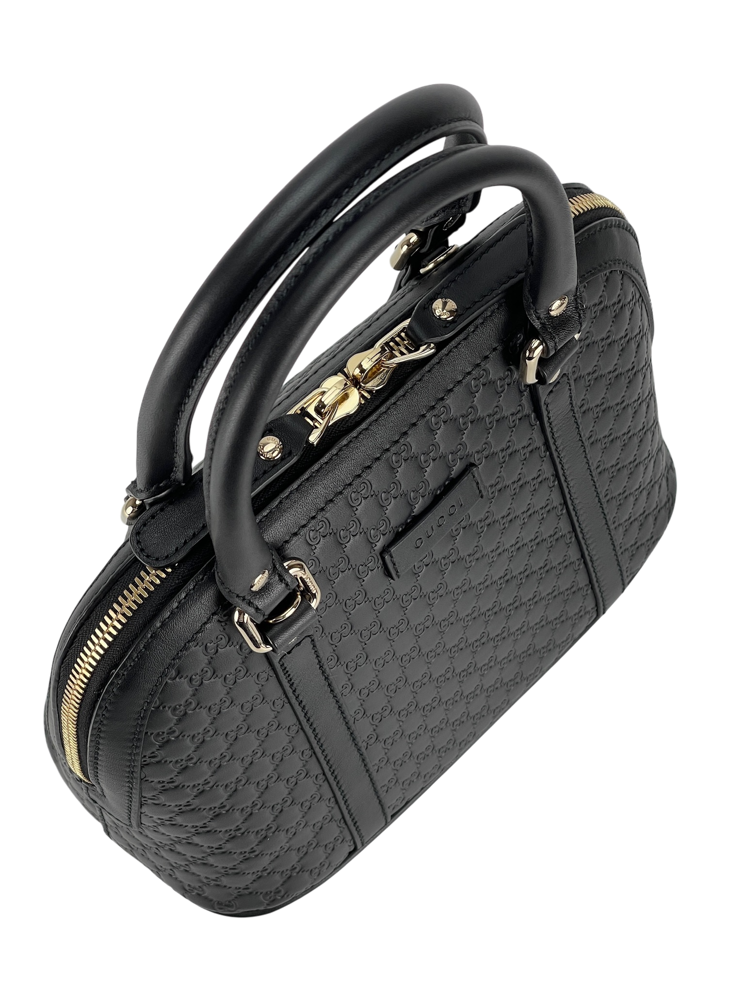 GUCCI - Black Calfskin Micro Guccissima Leather Dome Bag
