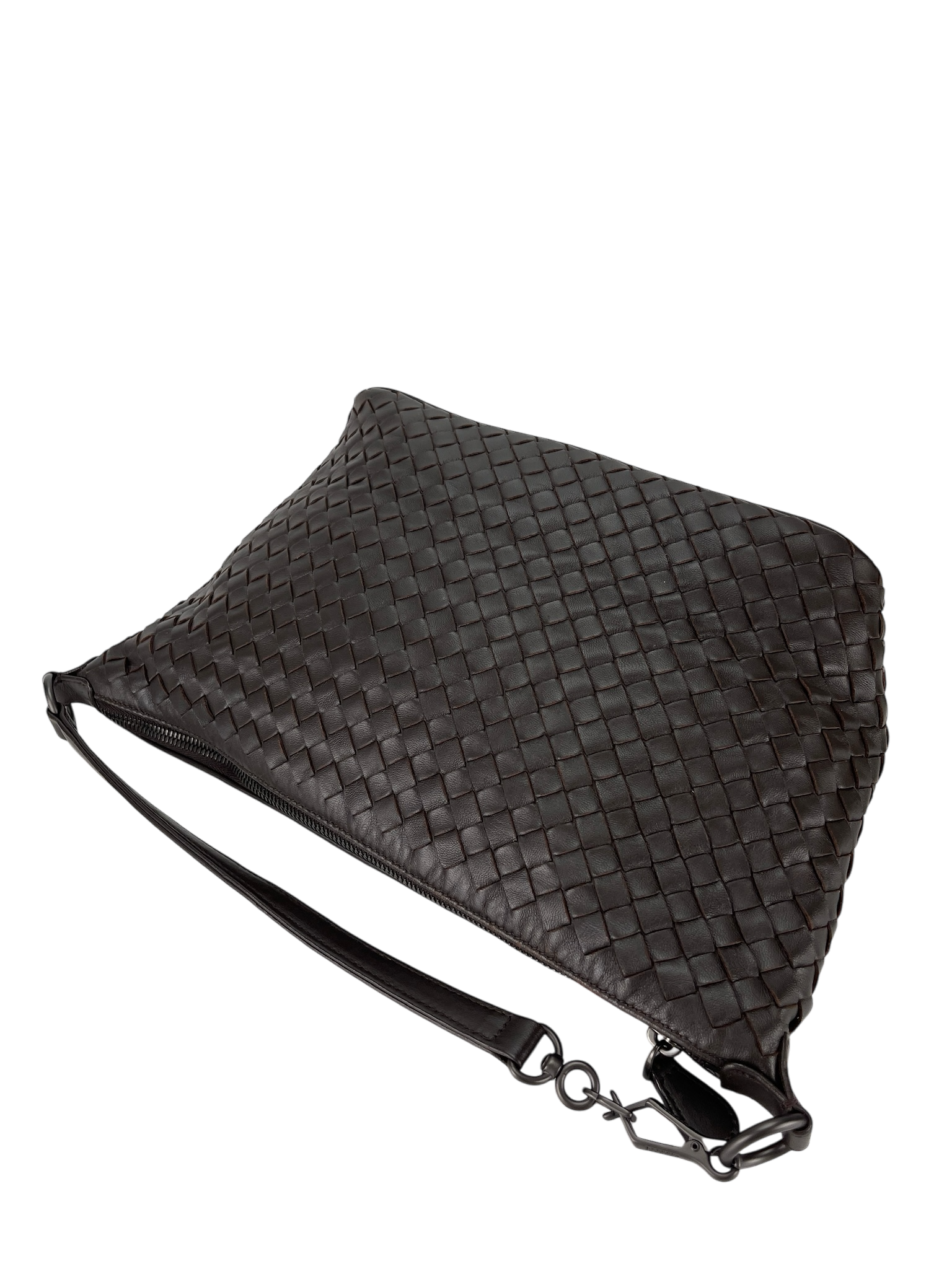 BOTTEGA VENETA - Zip Hobo Intrecciato Nappa Brown Calfskin