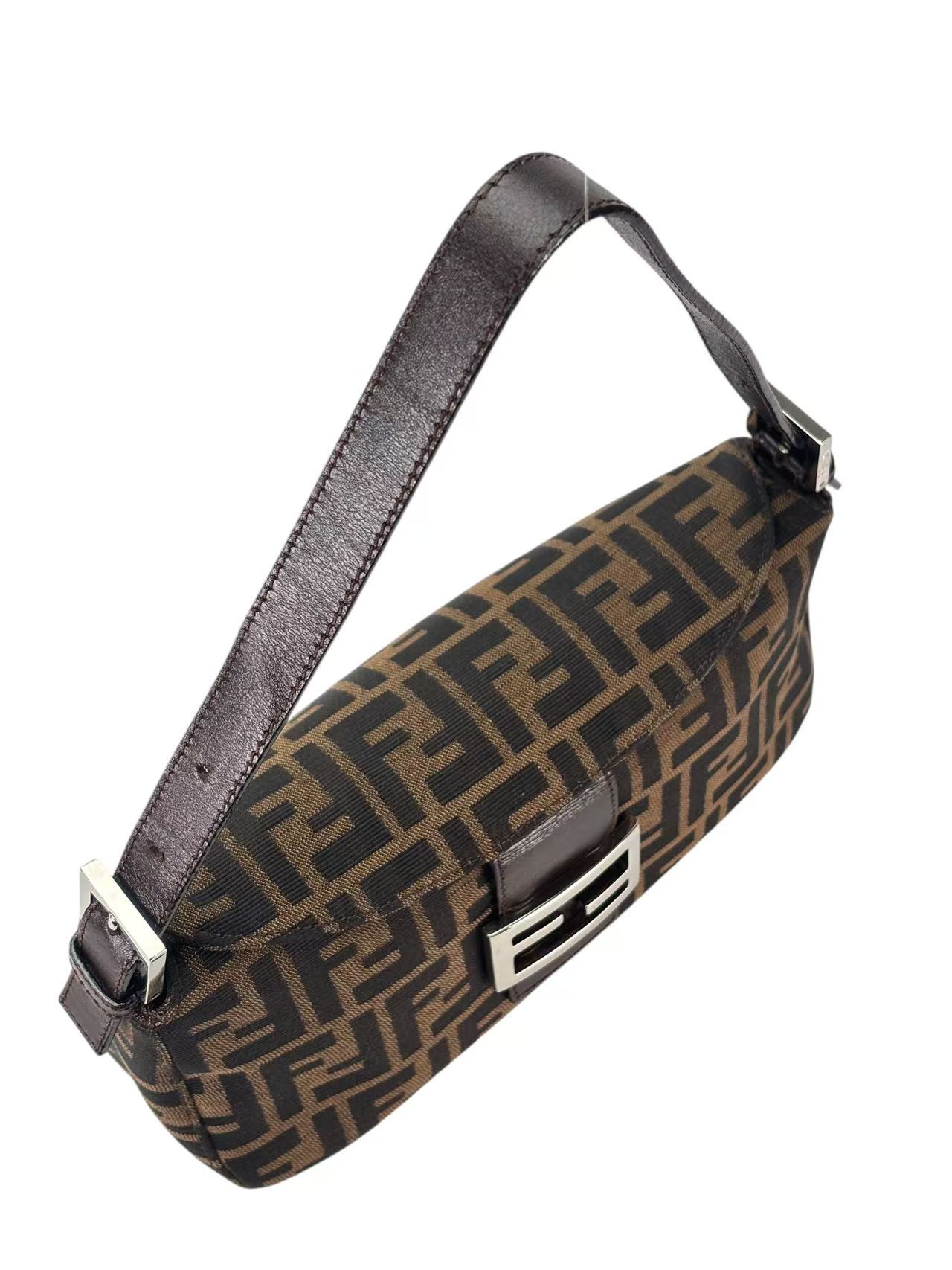 FENDI - Brown Zucca Handbag Silver Hardware