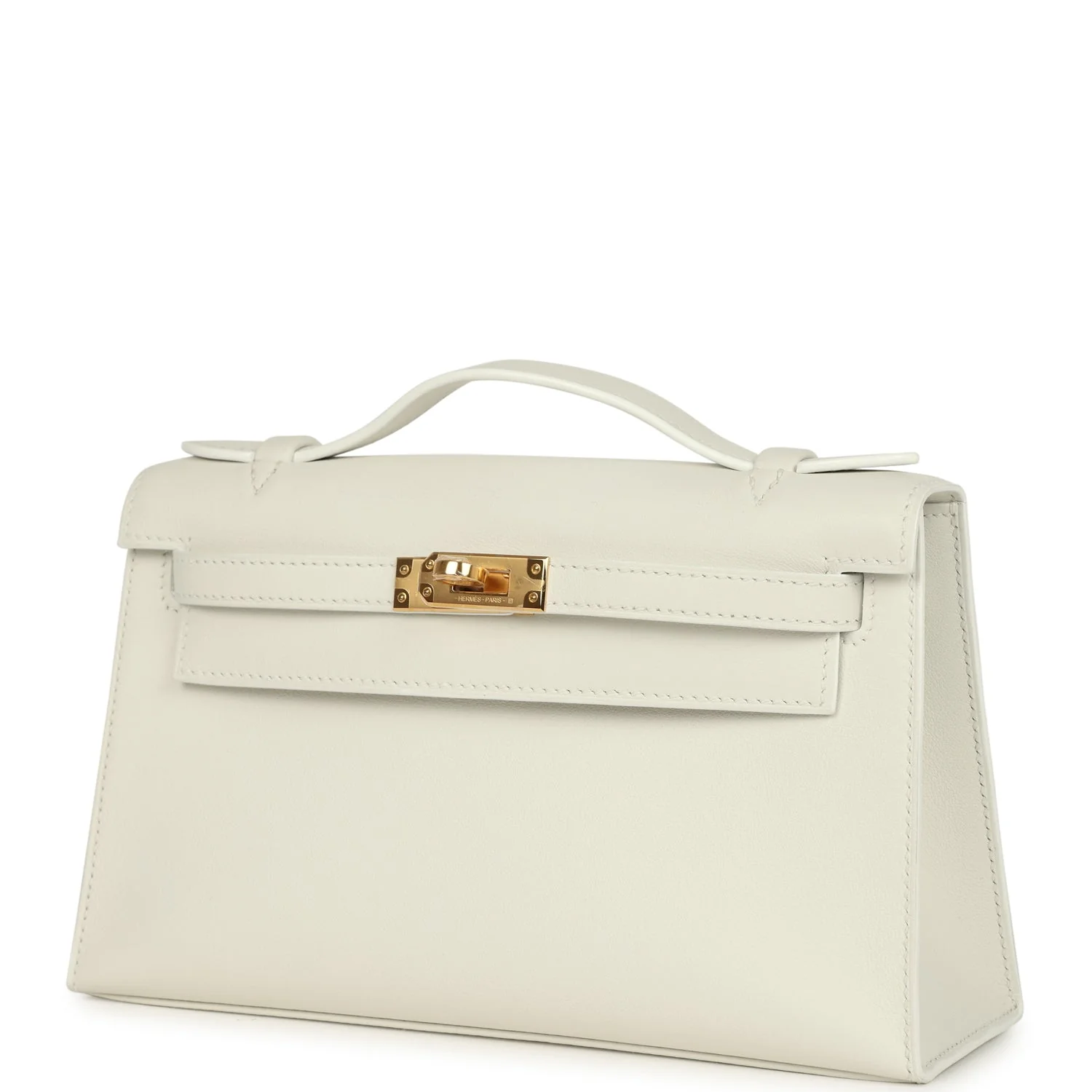 Hermes Kelly Pochette White Swift Gold Hardware