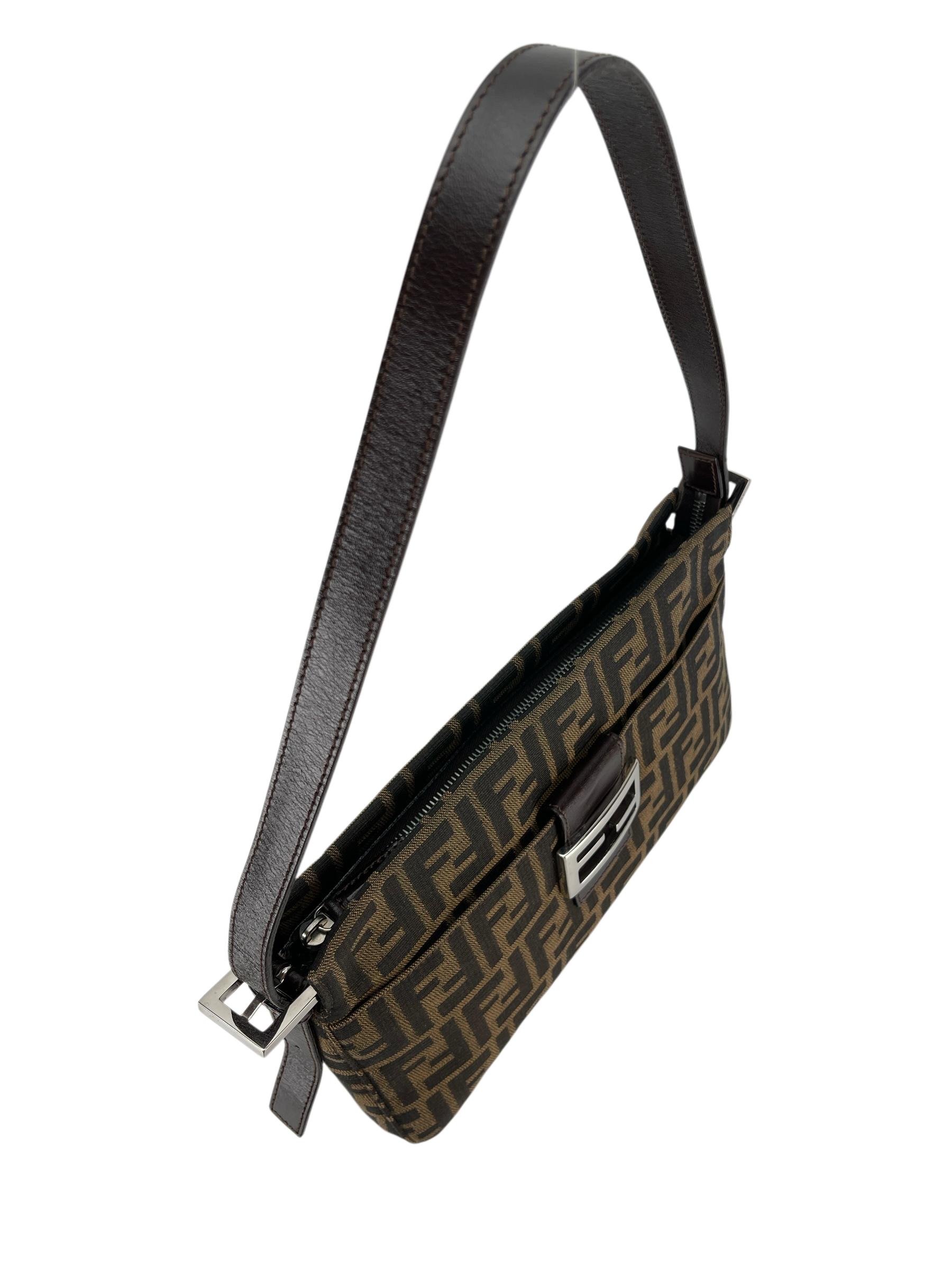 FENDI - Canvas Zucca Shoulder Bag Silver Hardware