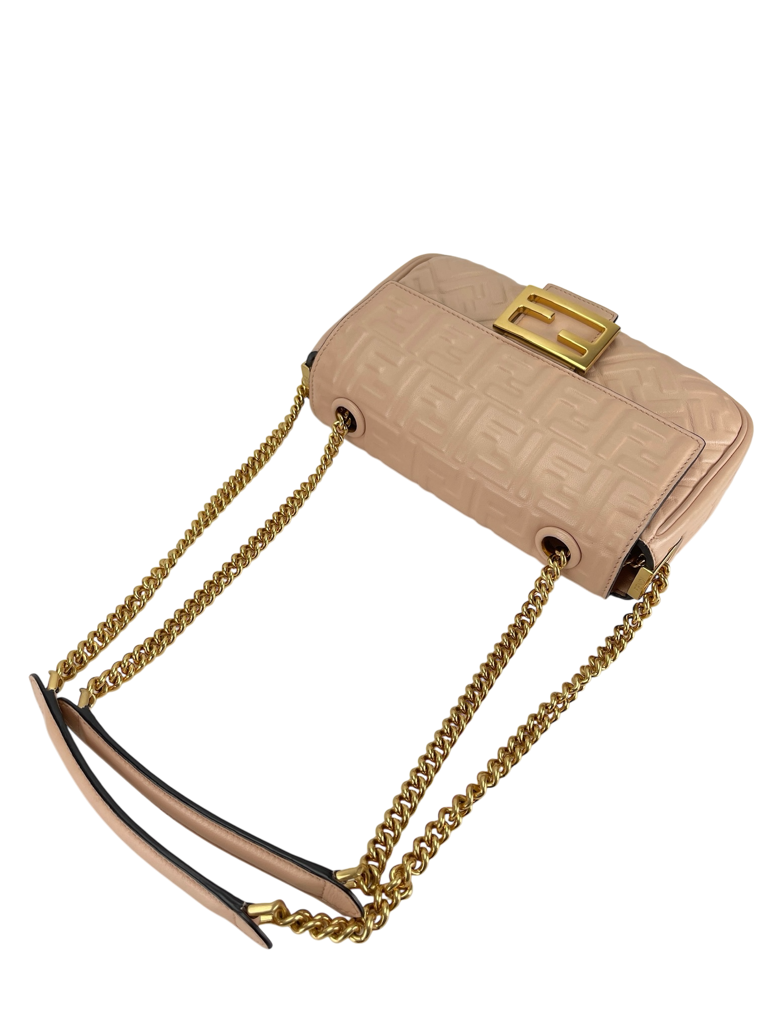 FENDI - Pink Lamskin Baguette Chain Midi Nappa Small Embossed