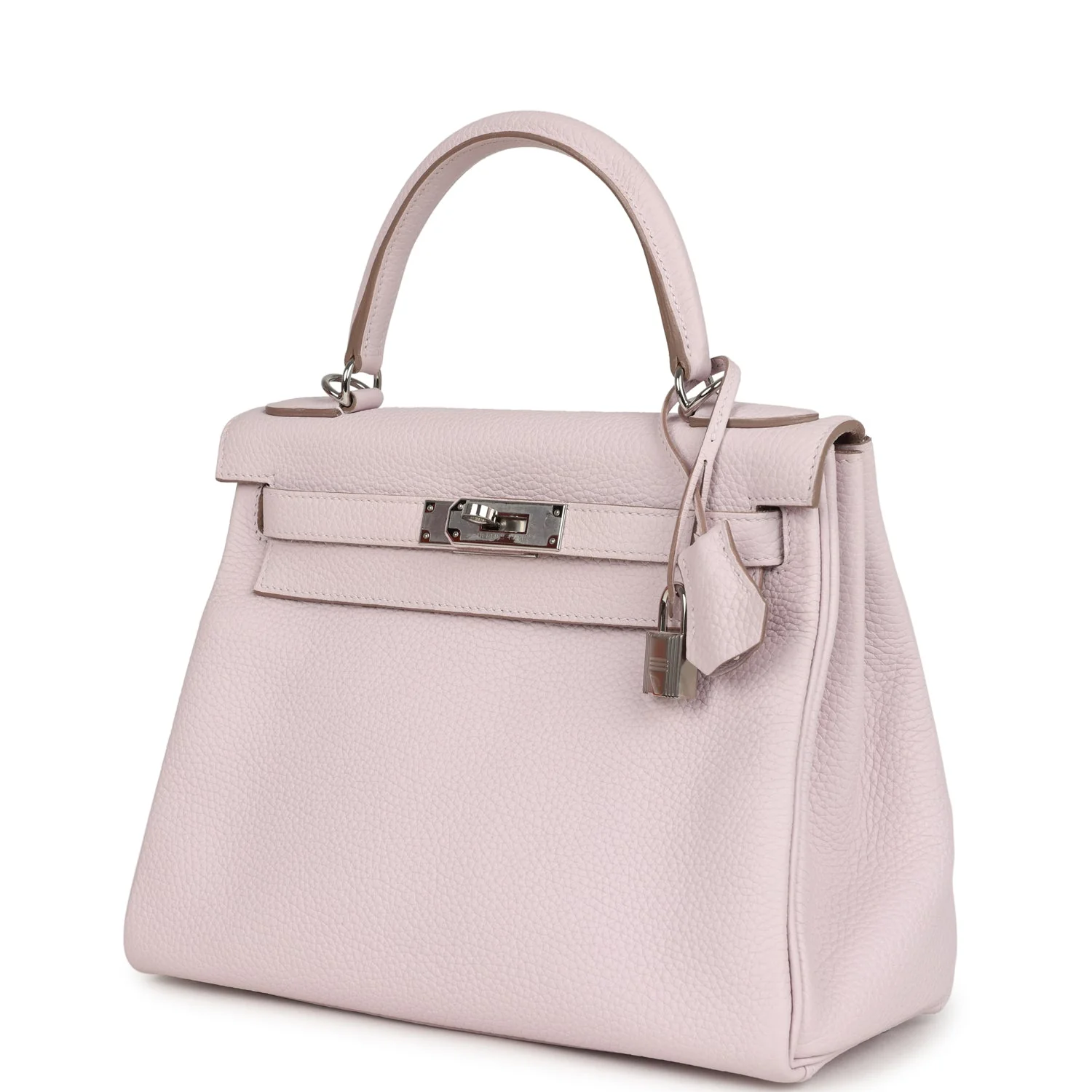 Pre-owned Hermes Kelly Retourne 28 Mauve Pale Clemence Palladium Hardware