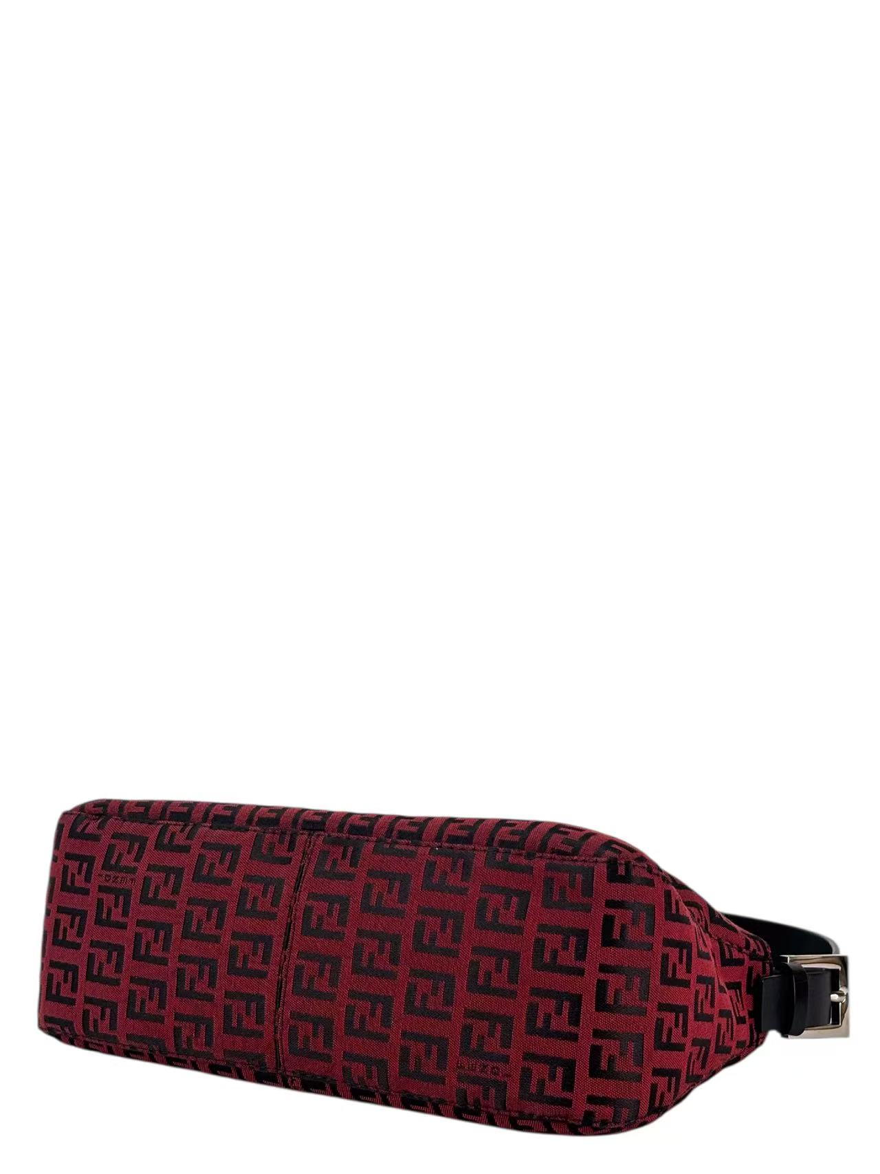 FENDI - Red Canvas Zucca Baguette Handbag Silver Hardware