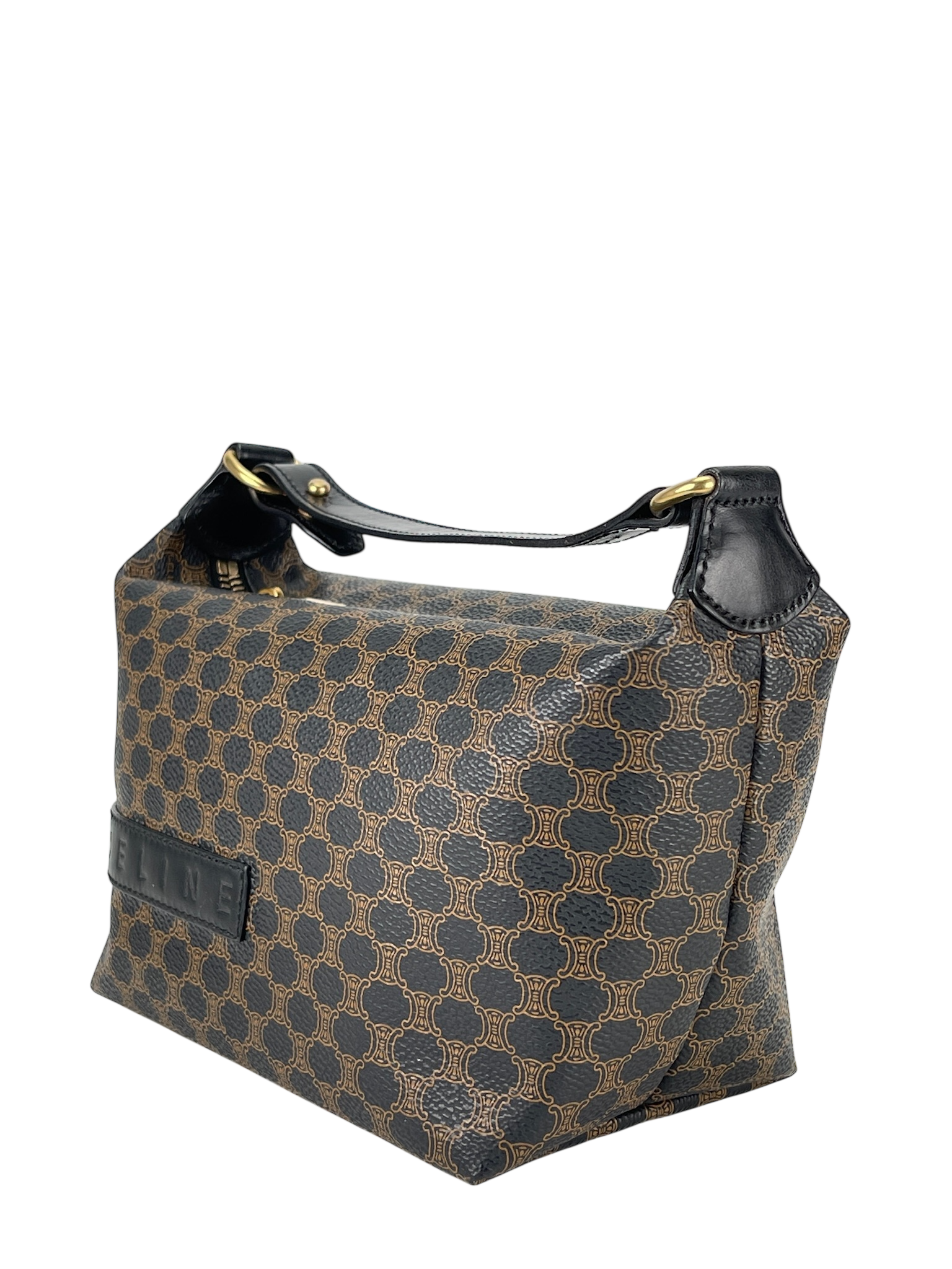 CELINE - Black Brown Macadam Pochette Hobo Bag