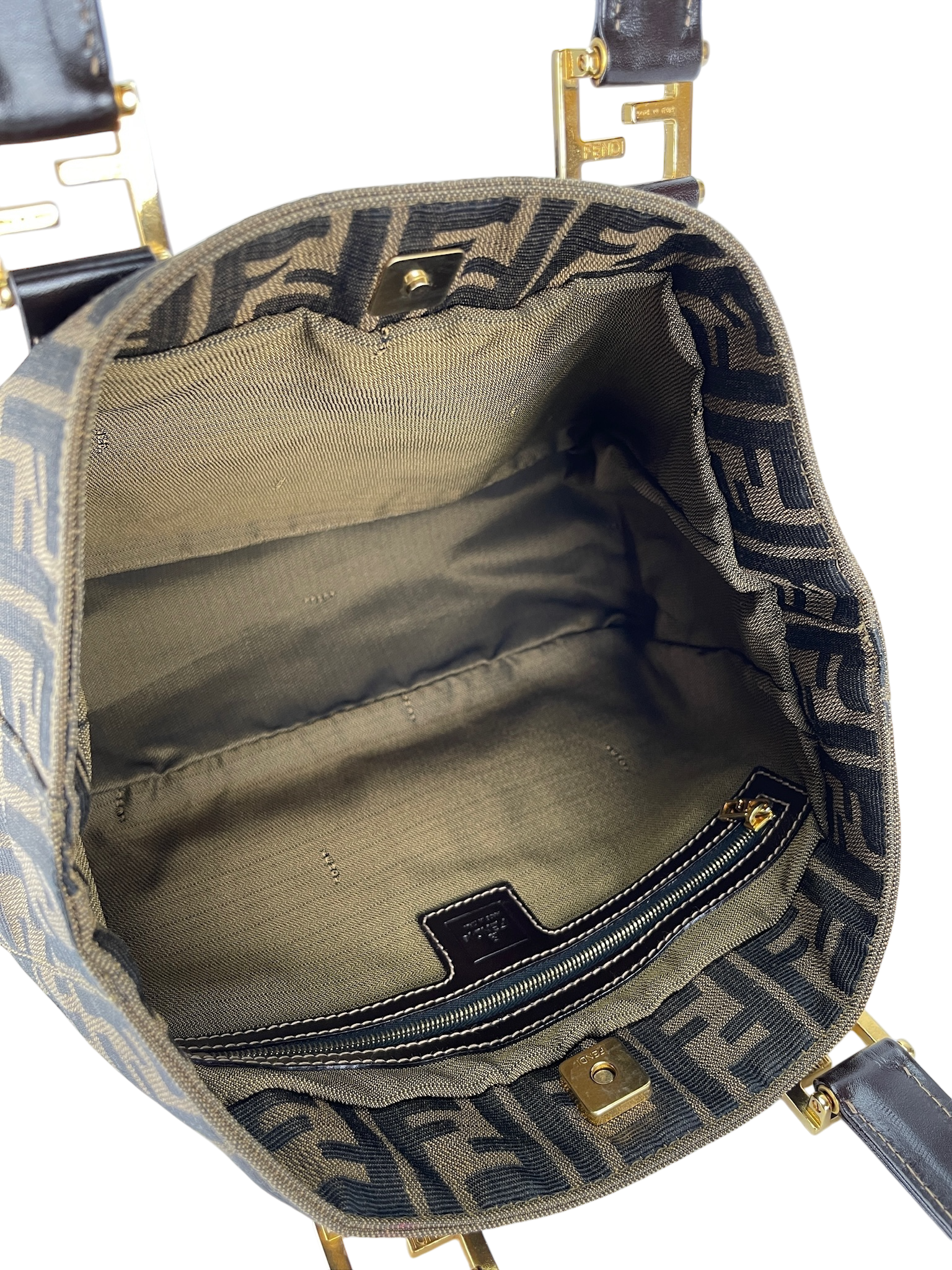 FENDI - Brown Zucca Tote Handbag Gold Hardware