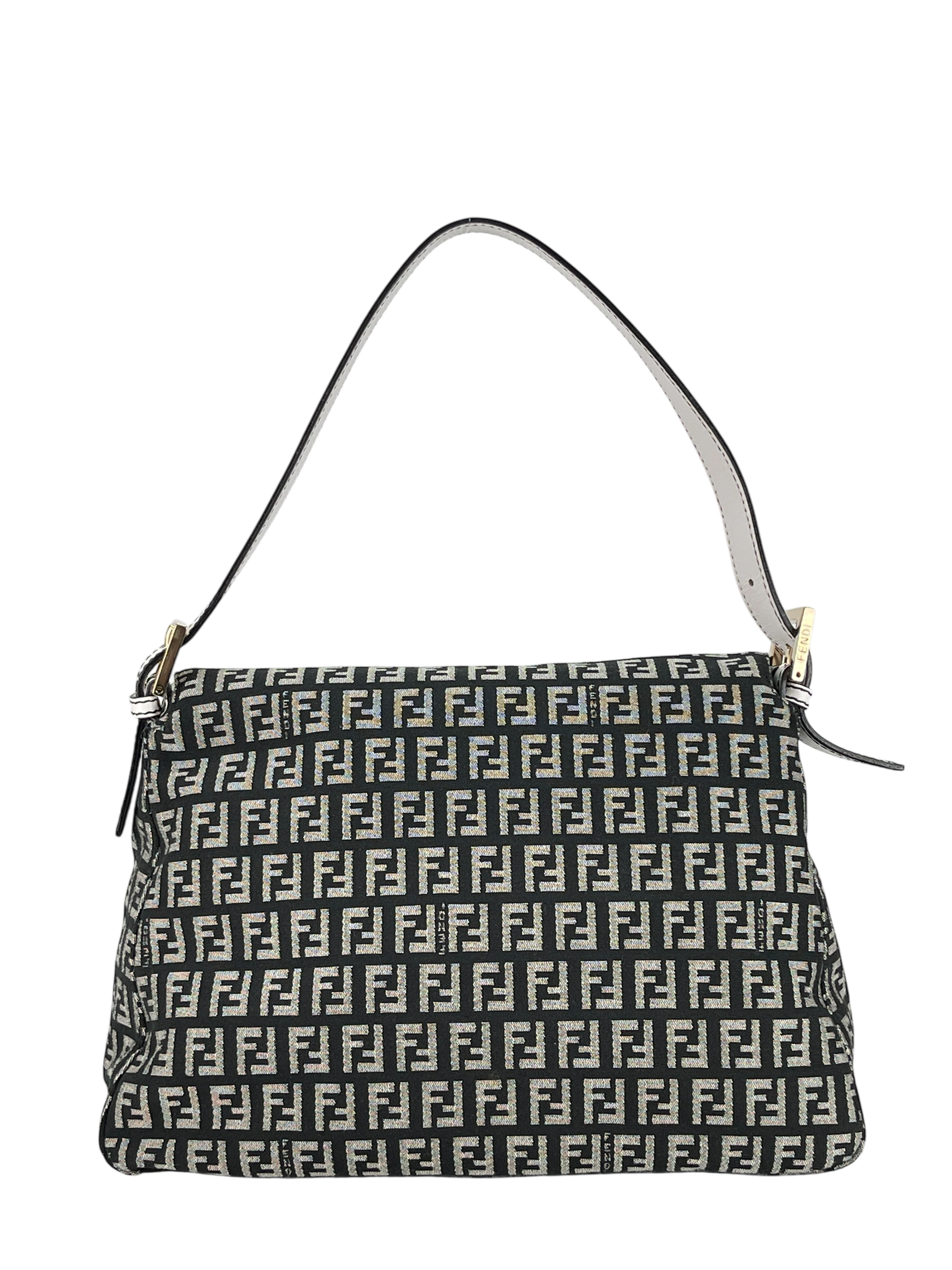 FENDI - Navy Canvas Mamma Baguette Cloth Handbag Gold Hardware