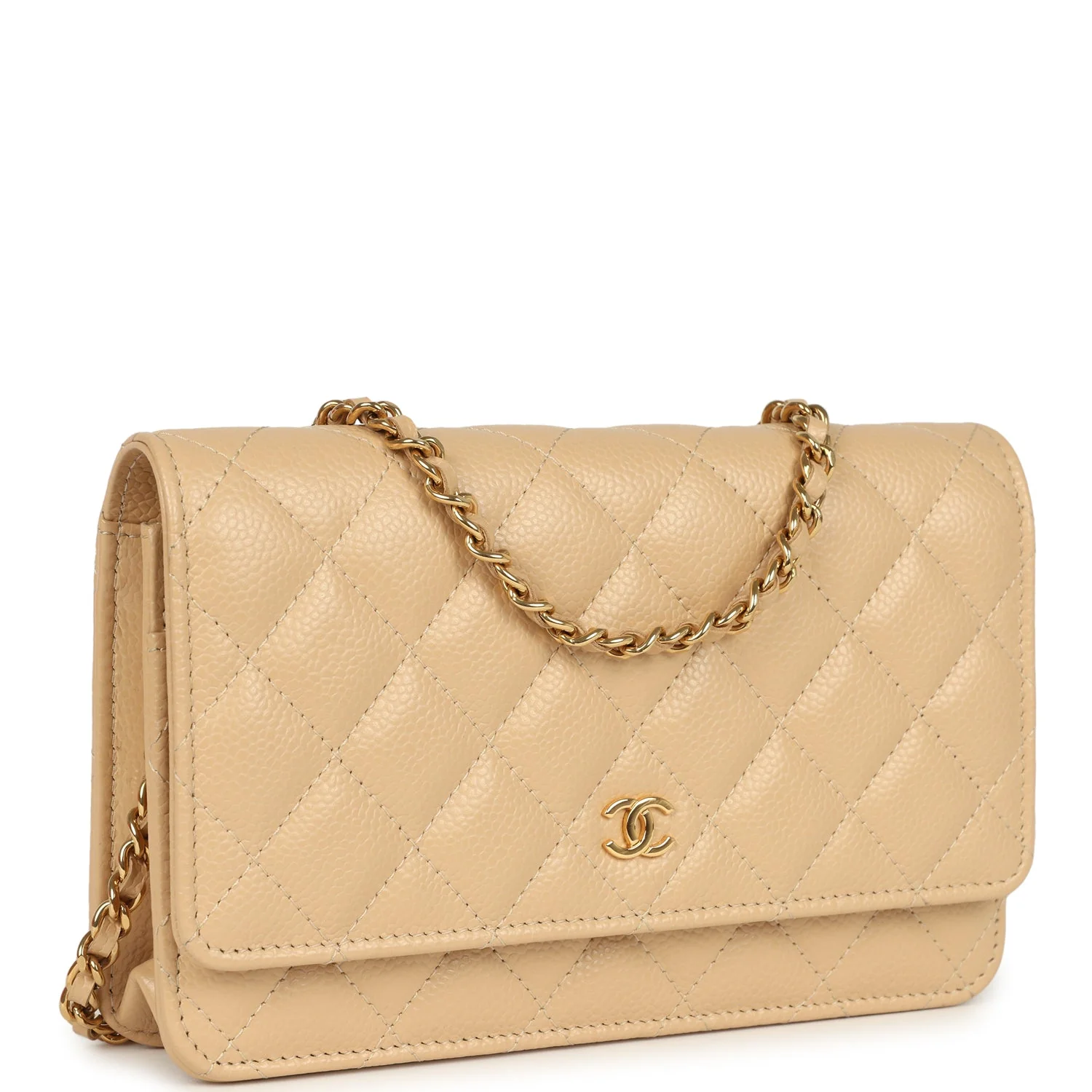 Chanel Wallet On Chain WOC Beige Caviar Gold Hardware