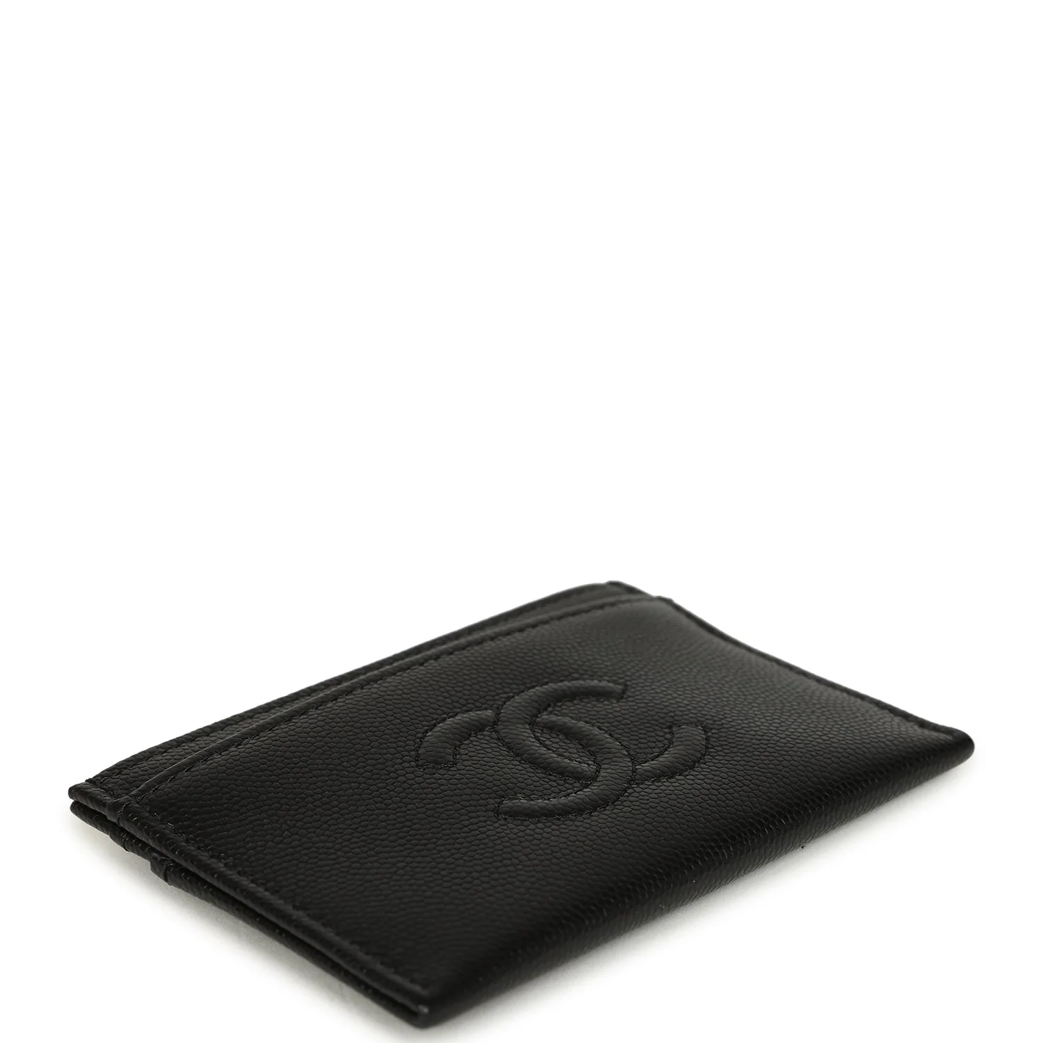 Chanel Classic CC Card Holder Wallet Black Shiny Caviar