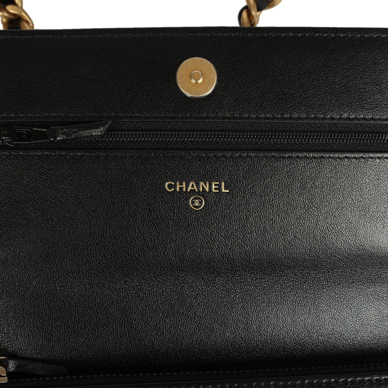 Chanel 19 Wallet On Chain Black Shiny Lambskin Mixed Metal Hardware
