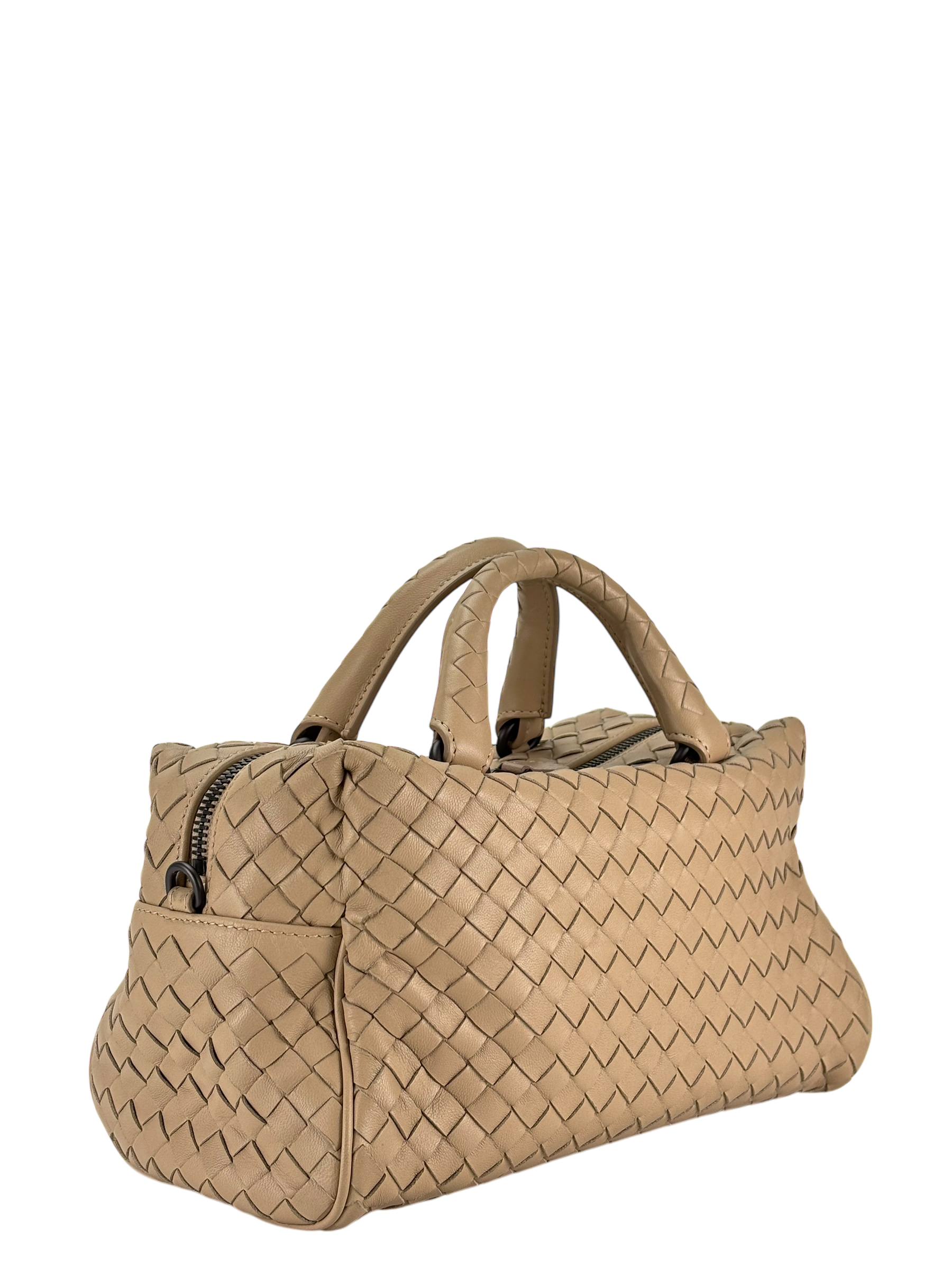 BOTTEGA VENETA - Beige Veneta Intrecciato Leather Boston Bag