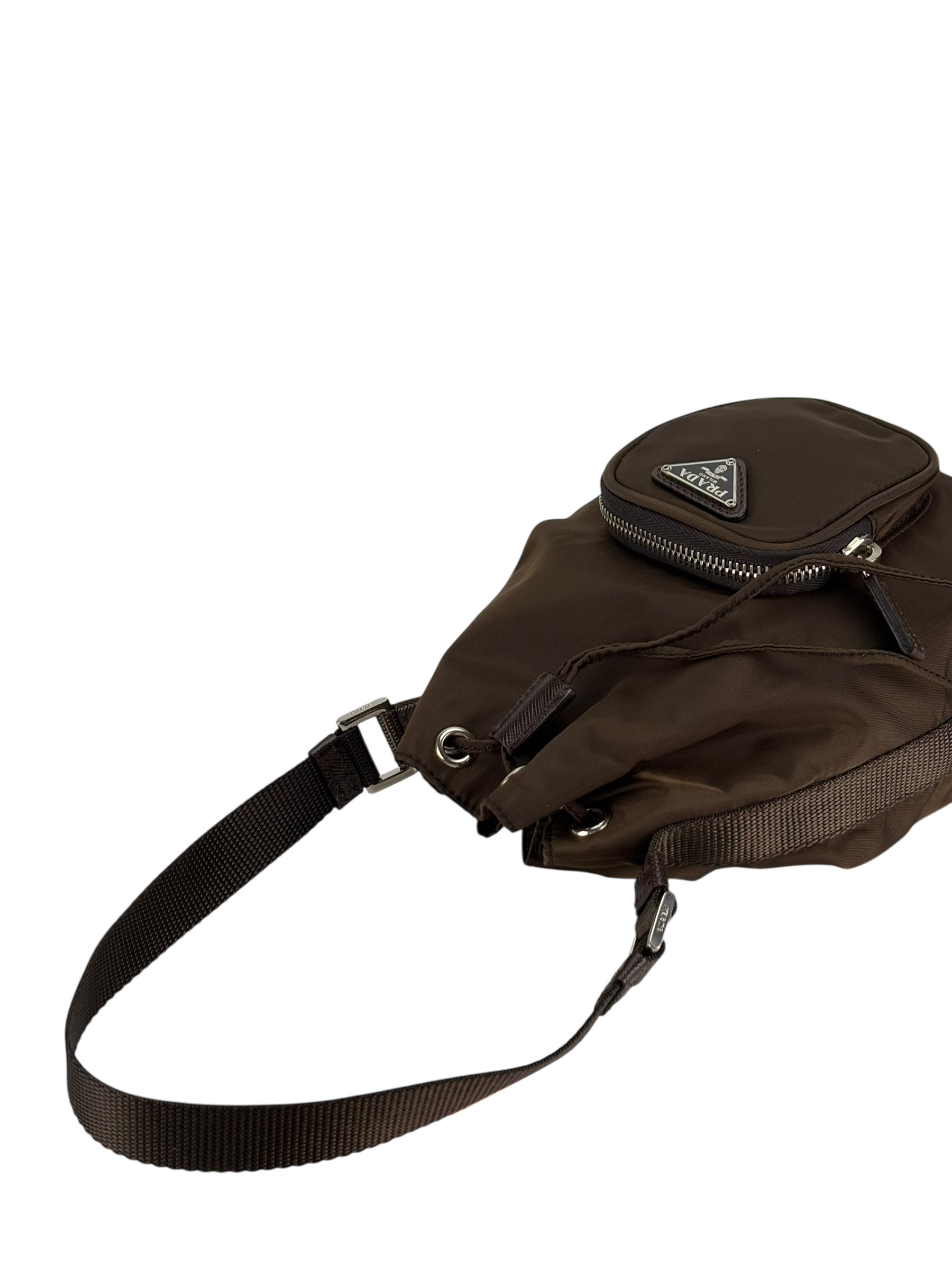 PRADA - Brown Re-Nylon Bucket 2way Bag