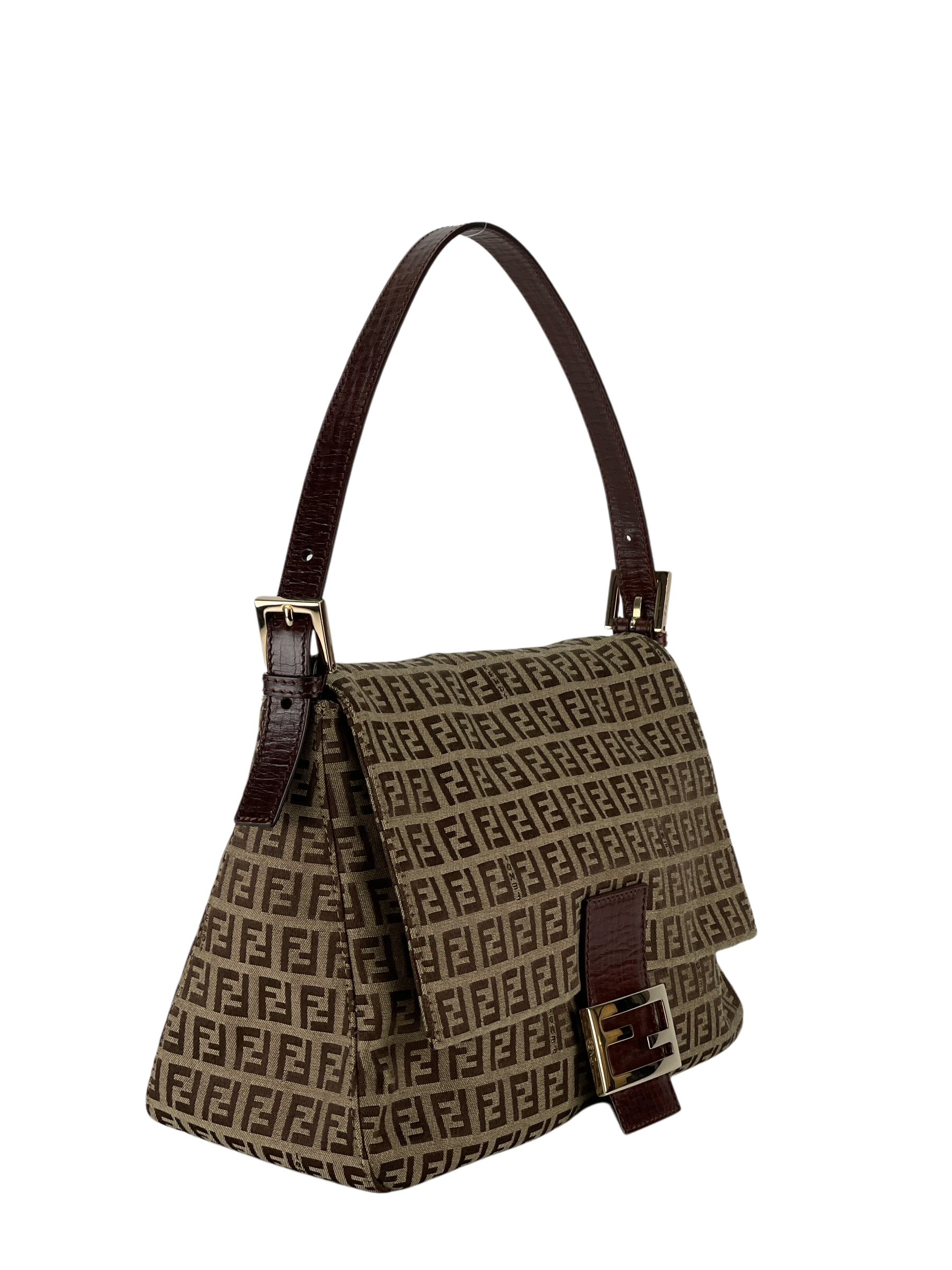 FENDI - Beige Zucca Mamma Baguette Handbag Silver Hardware