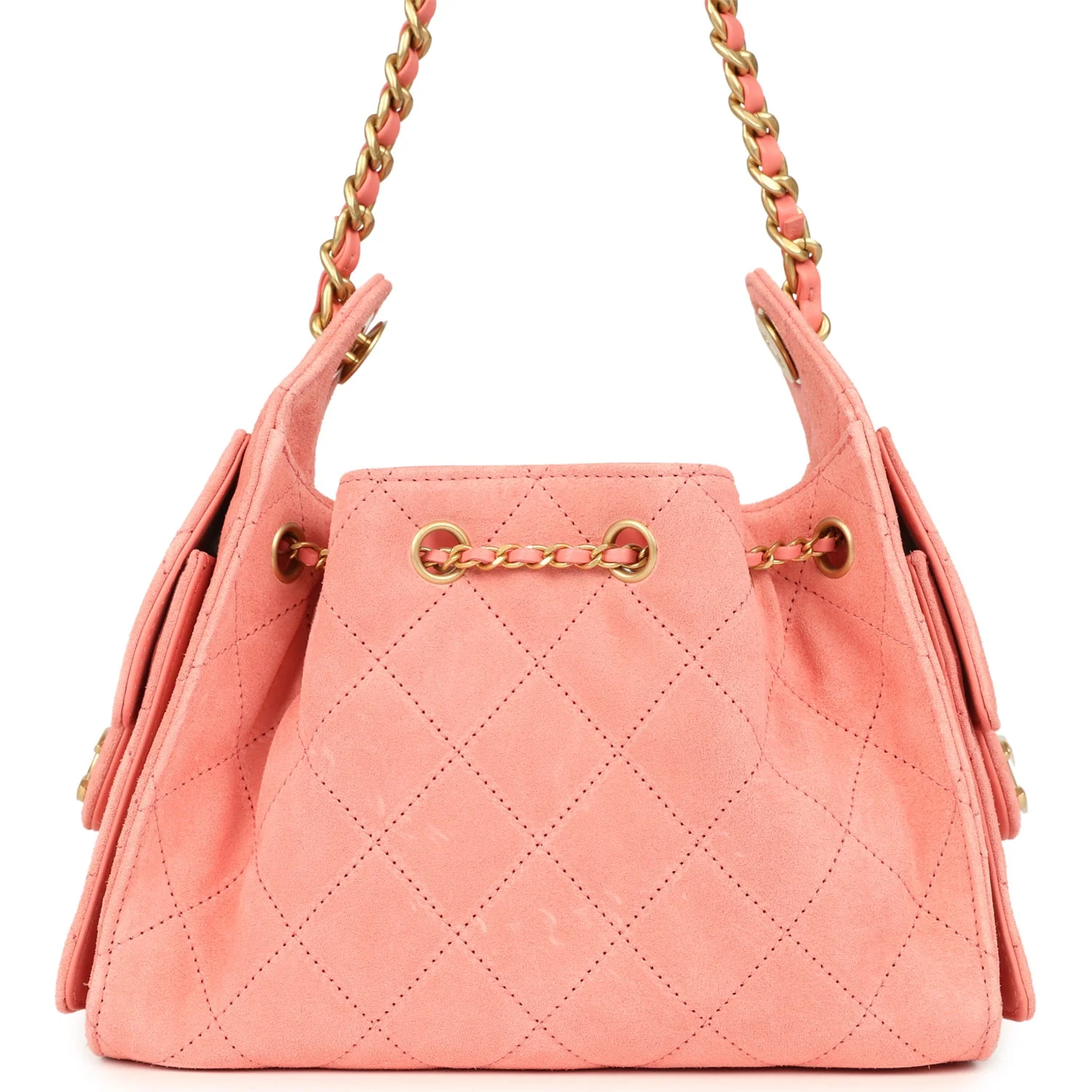 Chanel Mini 25 Hobo Bag Pink Suede Antique Gold Hardware