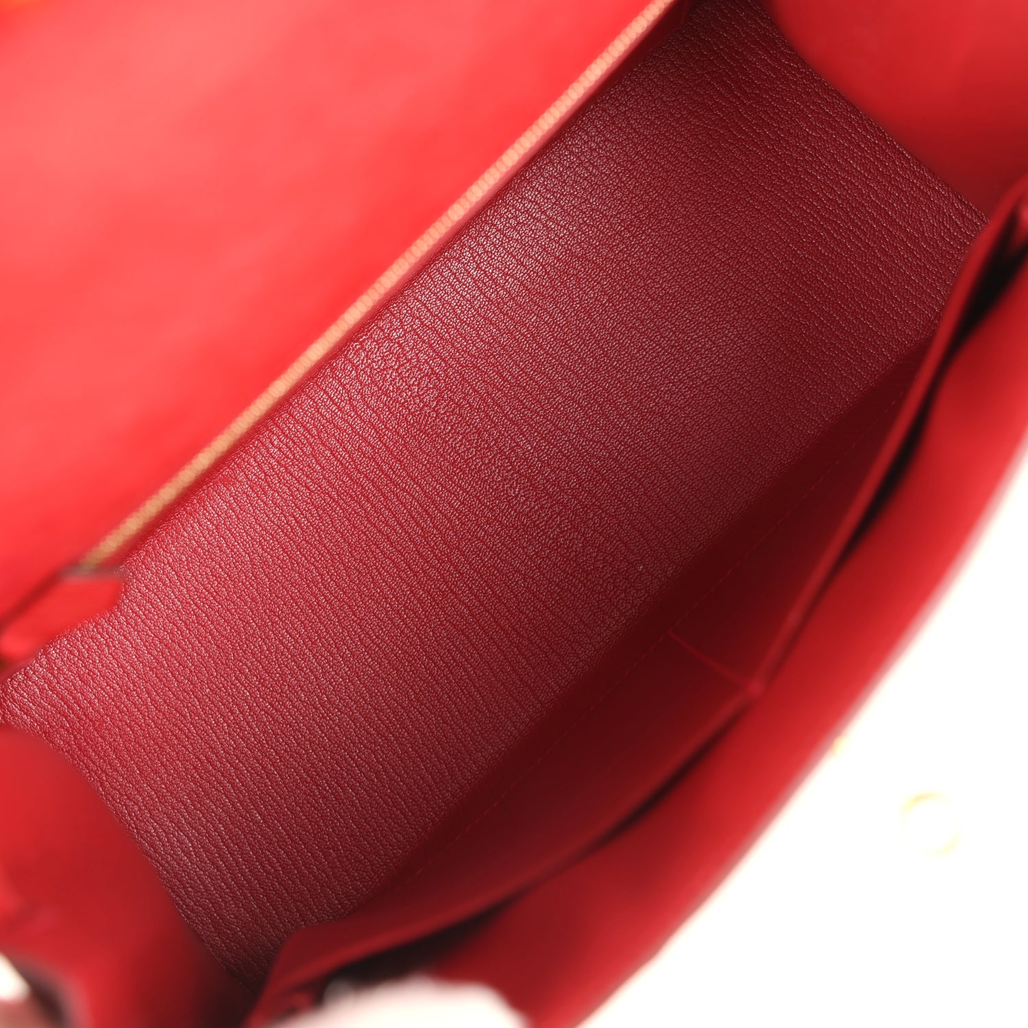 Pre-owned Hermes Kelly Sellier 28 Rouge Vif Ostrich Gold Hardware