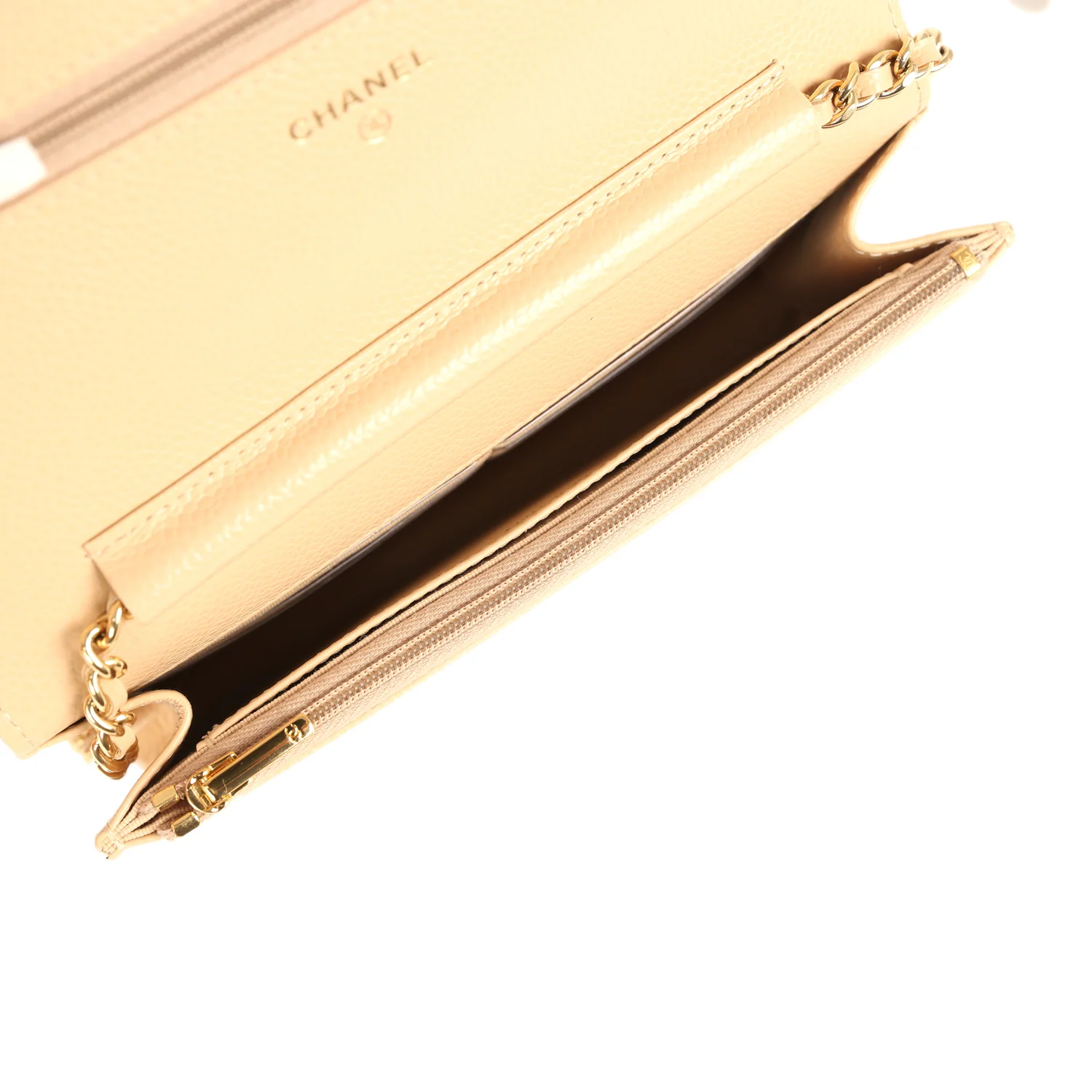 Chanel Wallet On Chain WOC Beige Caviar Gold Hardware