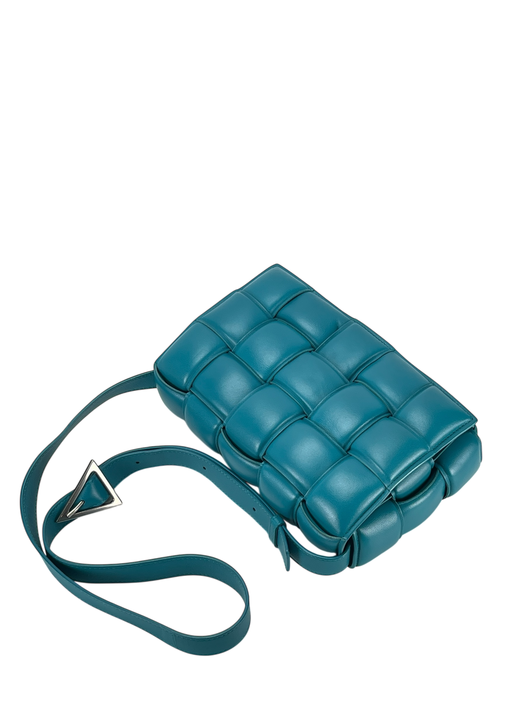 BOTTEGA VENETA - Peacock Blue Lambskin Cassette Shoulder Bag