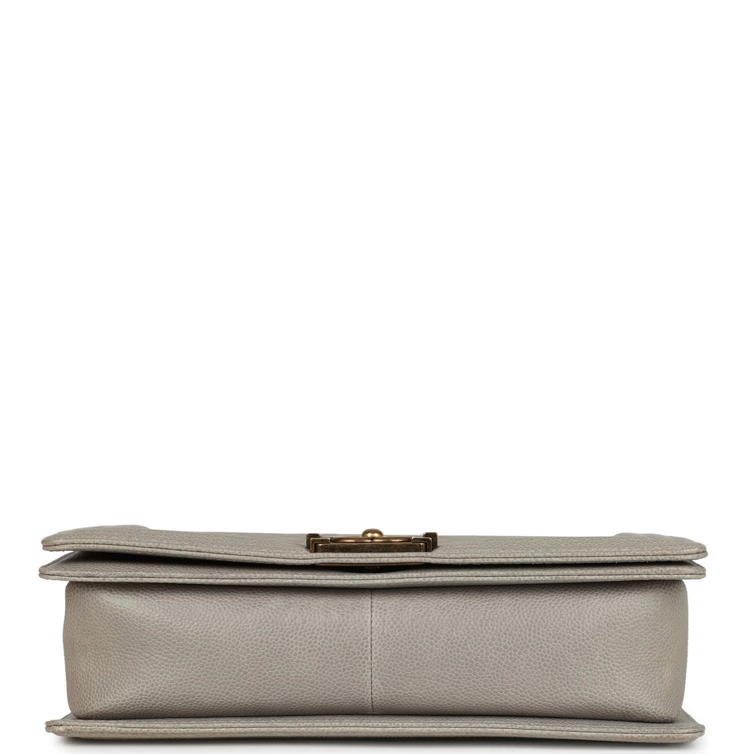 Pre-owned Chanel New Medium Boy Bag Grey Caviar Antique Gold Hardware