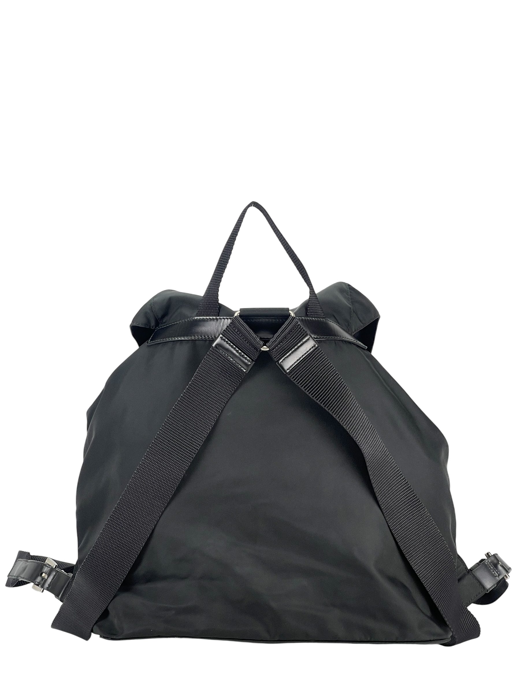 PRADA - Medium Tessuto Nylon Calfskin Backpack Black