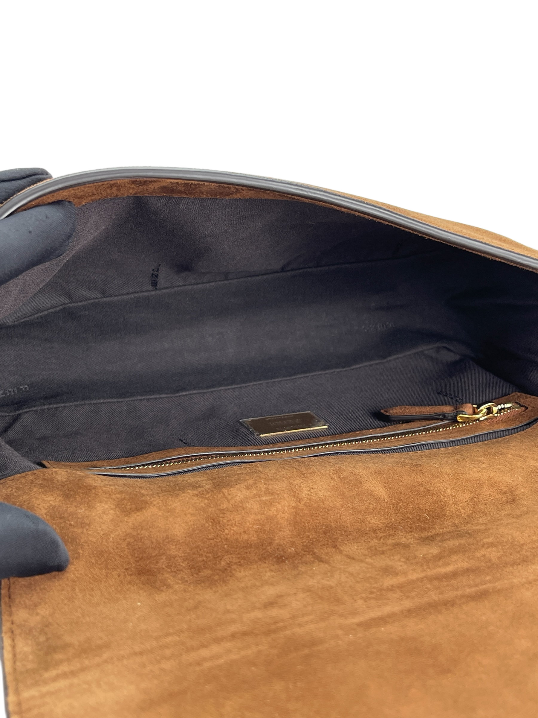 FENDI - Brown Suede Baguette Bag