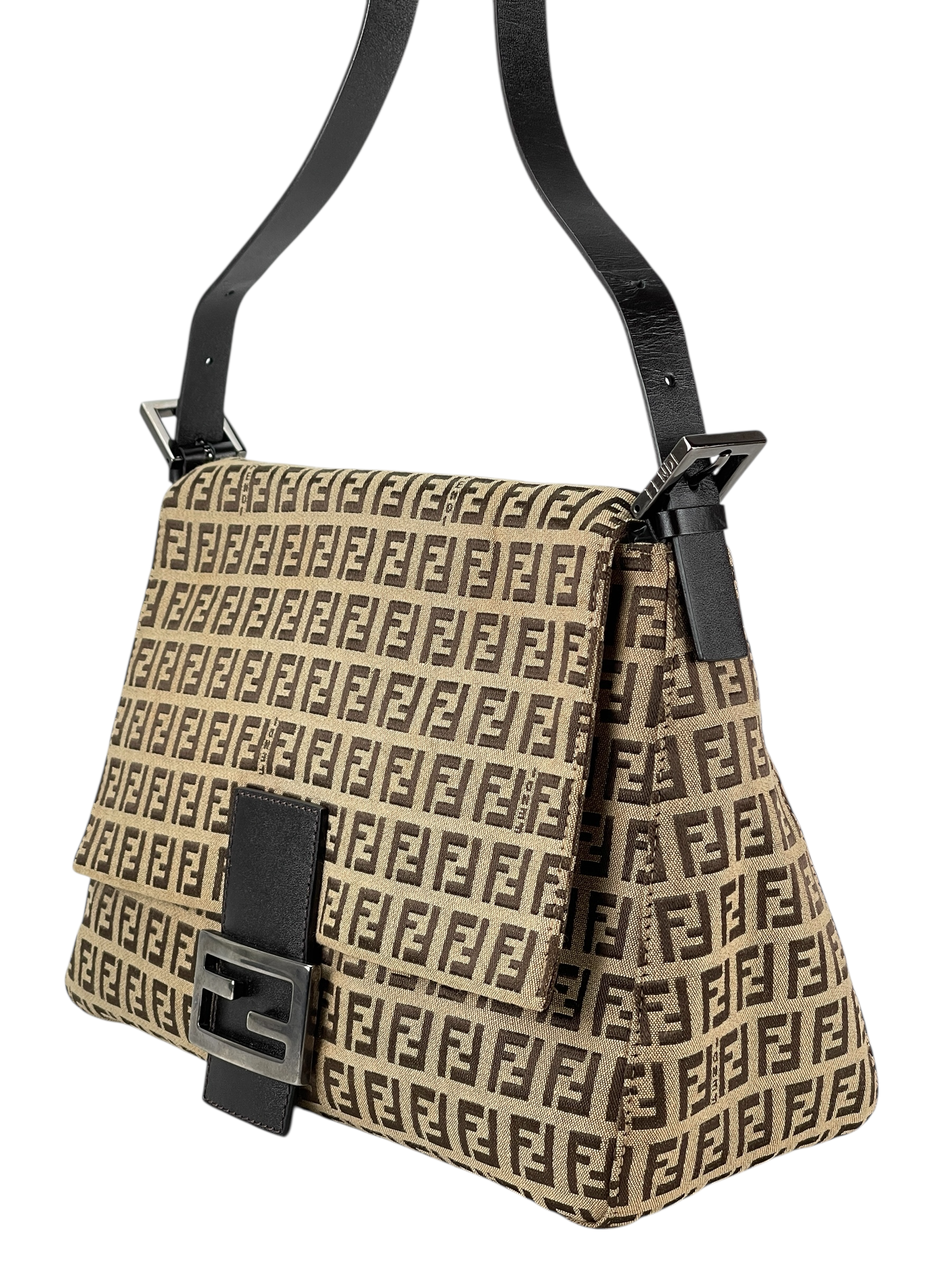 FENDI - Beige Zucca Mamma Baguette Handbag Sliver Hardware