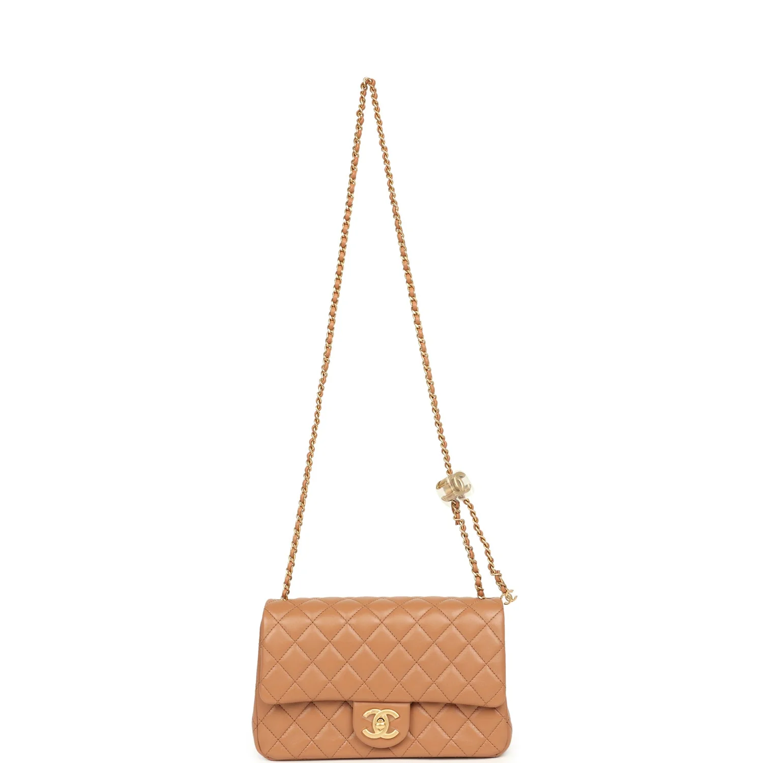 Chanel Small CC Crush Flap Bag Caramel Lambskin Brushed Gold Hardware