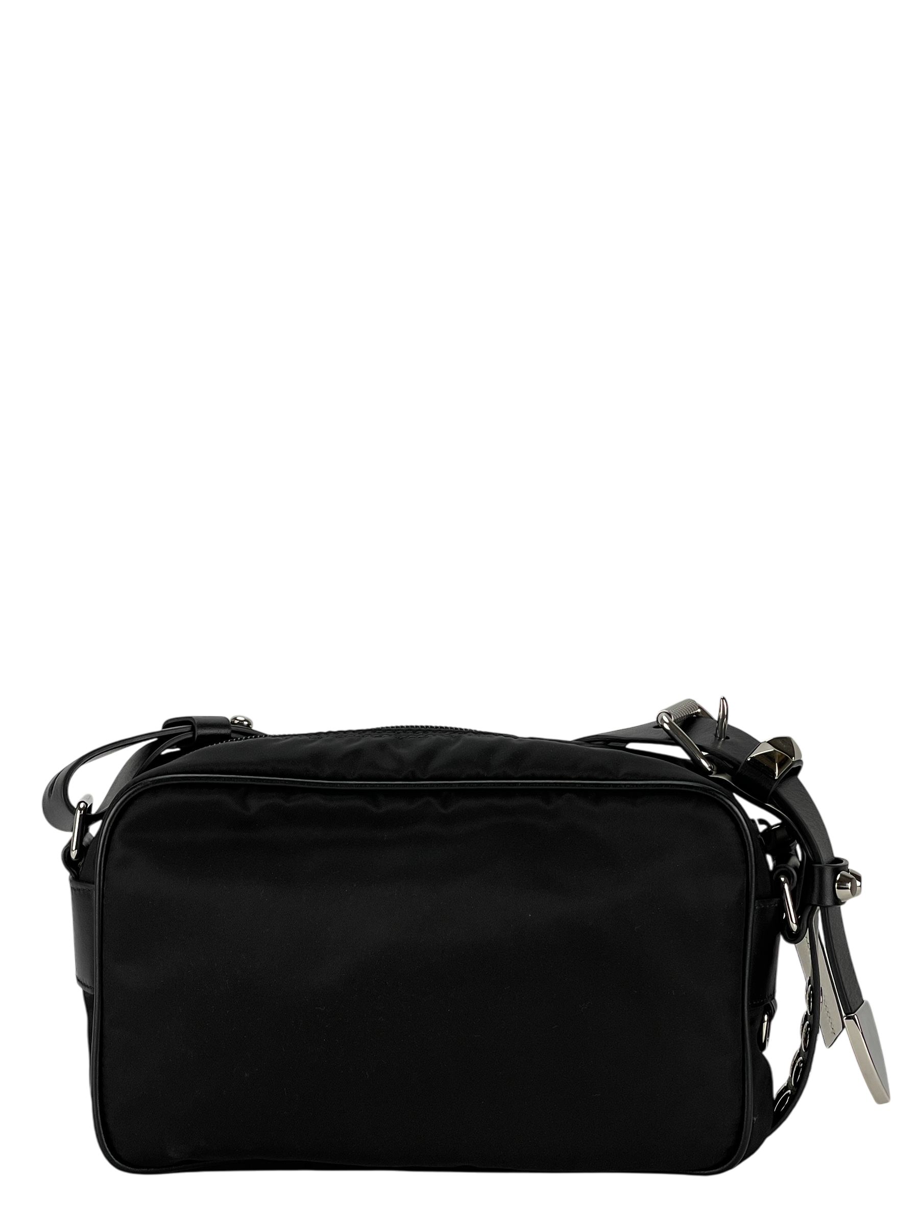 PRADA - New Vela Nylon Cross Body Bag Black Silver