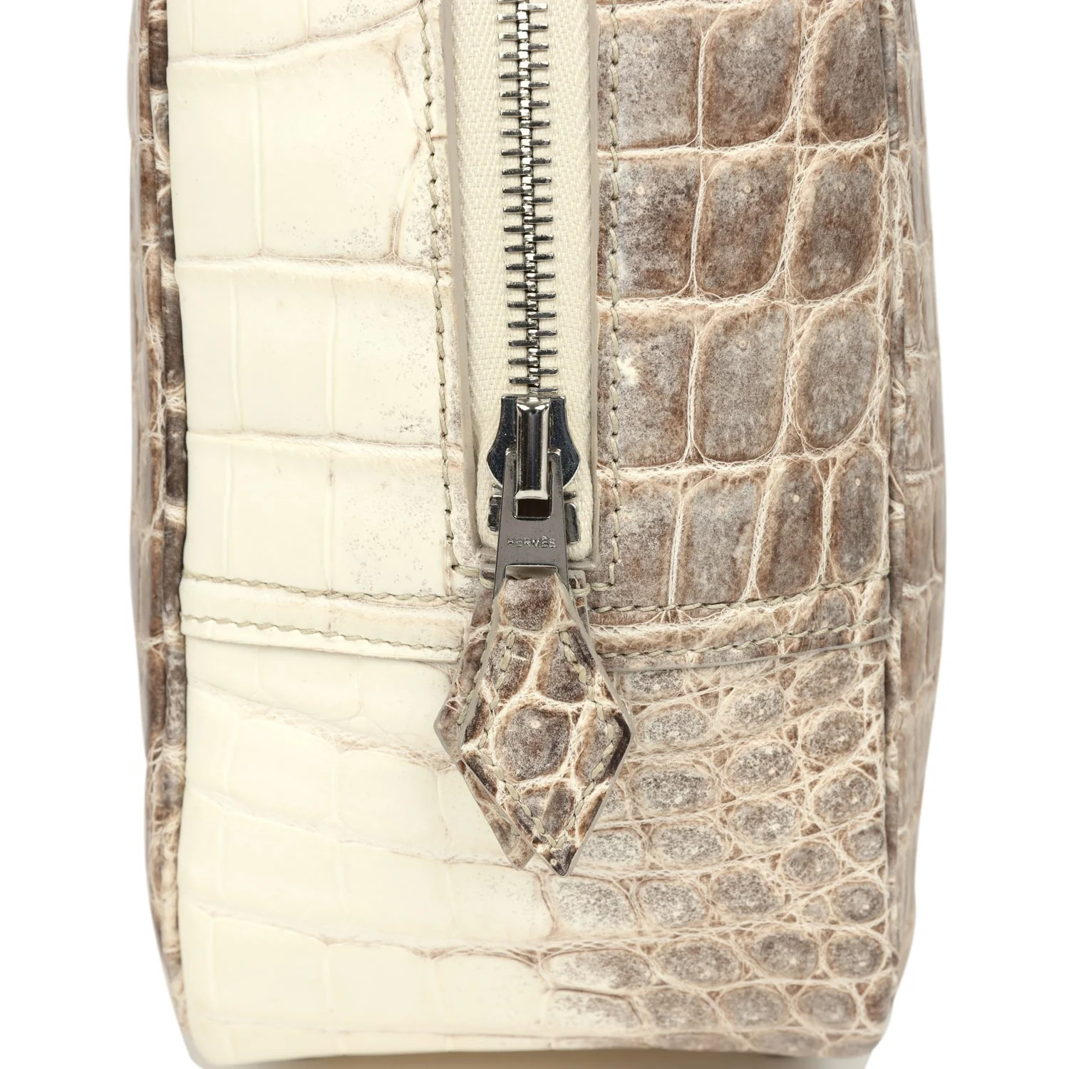 Pre-owned Hermes Plume 28 Himalaya Matte Niloticus Crocodile Palladium Hardware